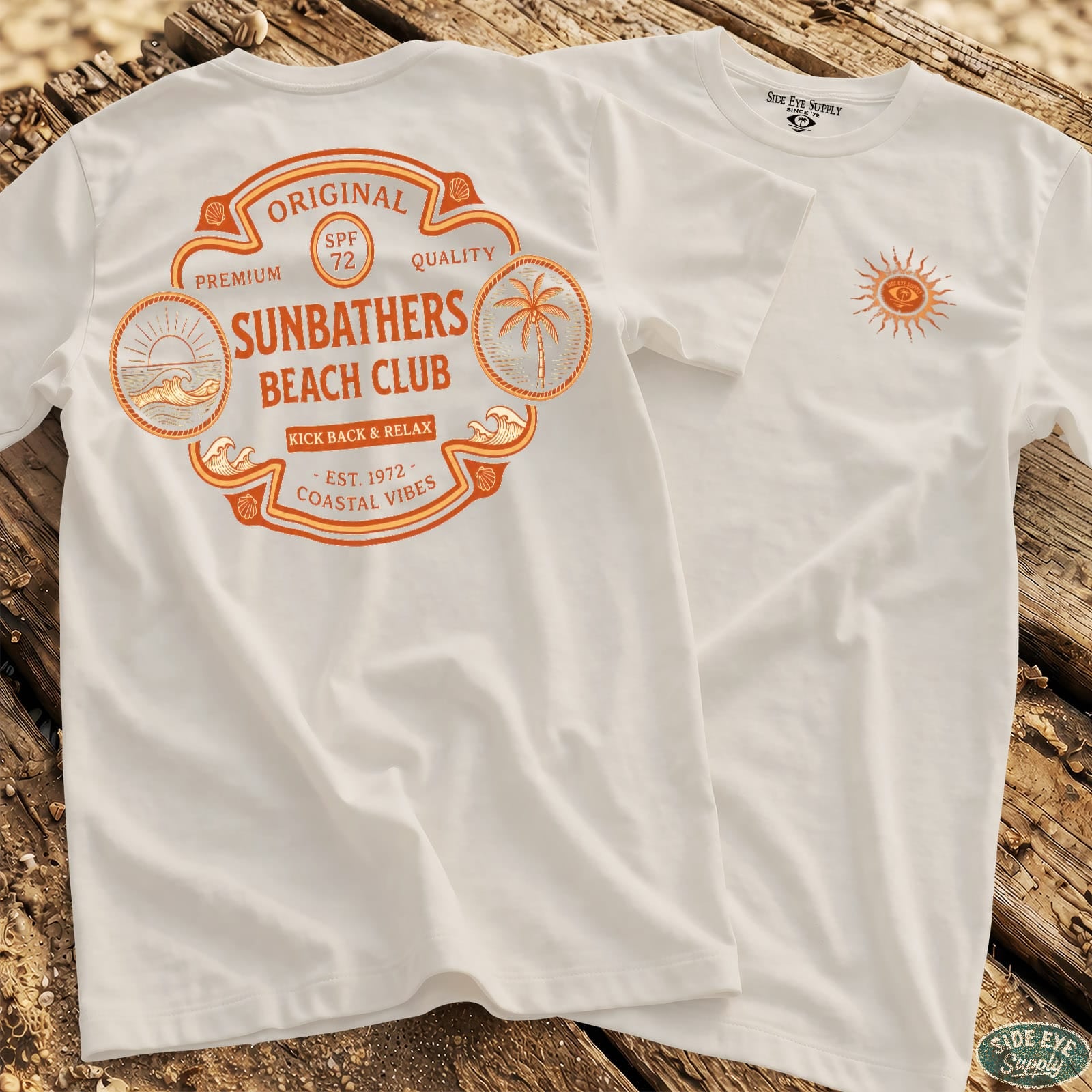 Sunbathers Tee White / S - by Side Eye Supply - Surf Beach Life Apparel