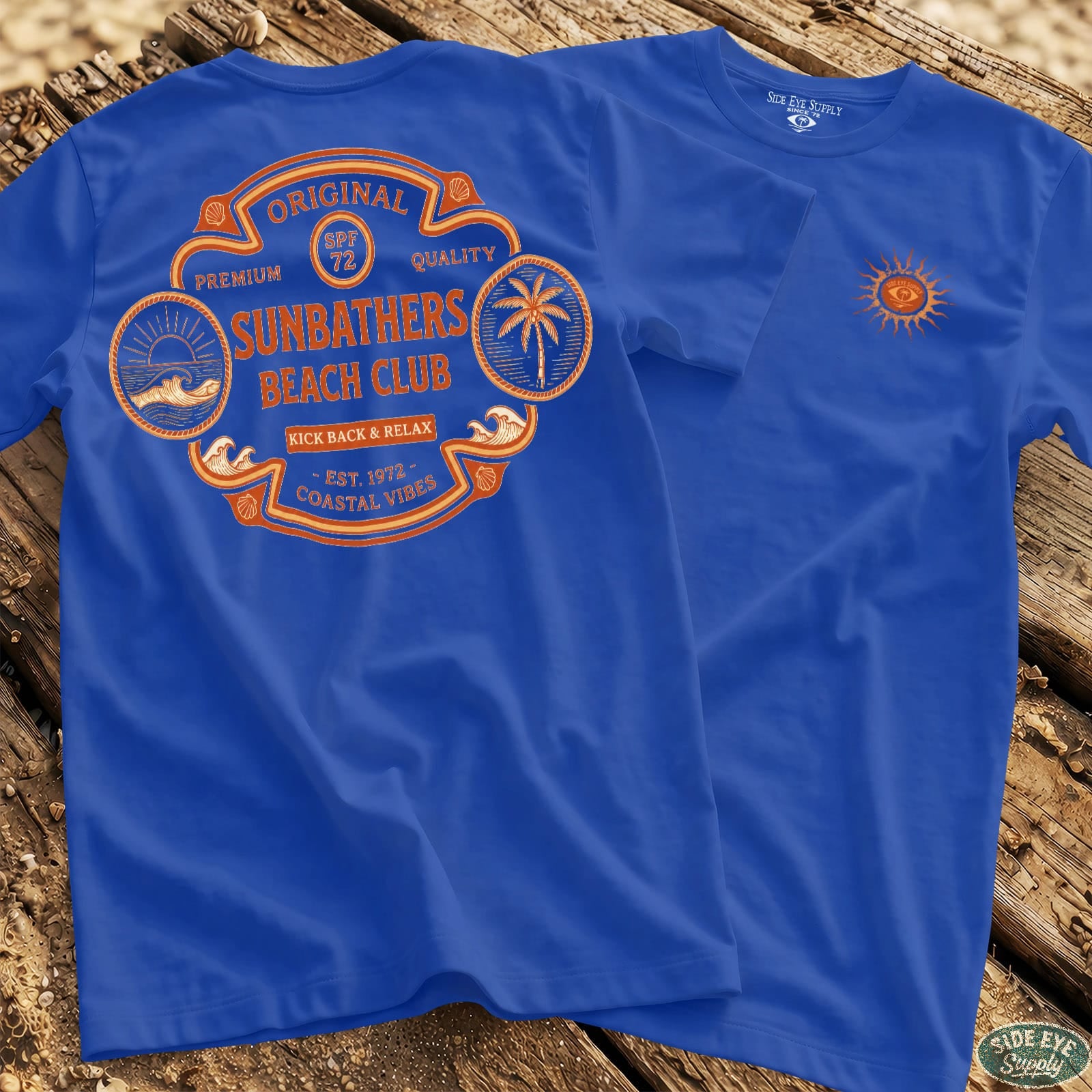 Sunbathers Tee Royal / S - by Side Eye Supply - Surf Beach Life Apparel