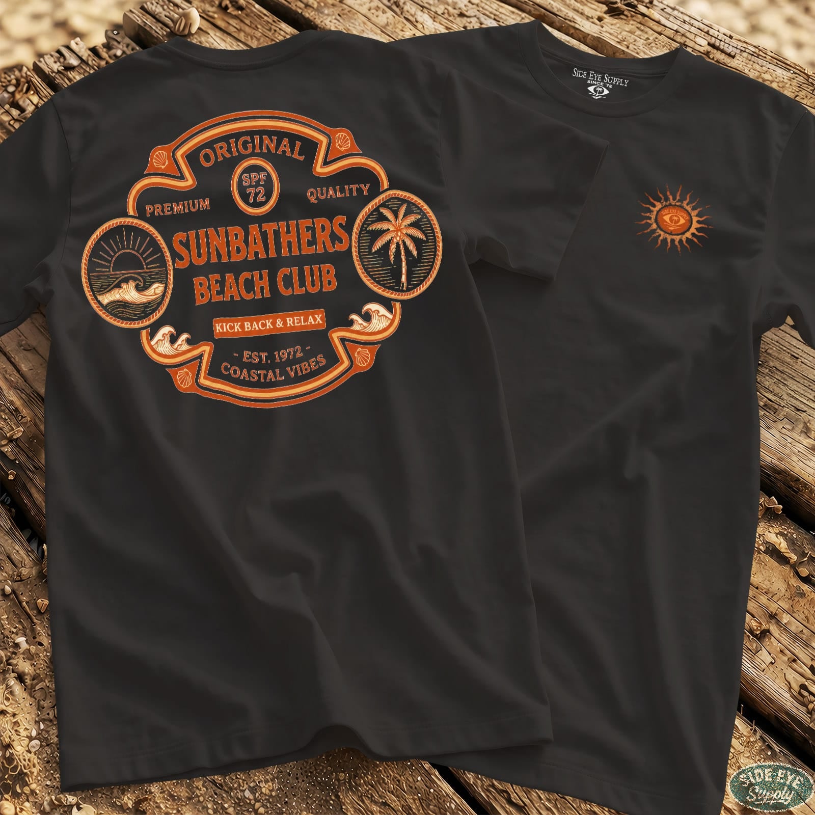 Sunbathers Tee Black / S - by Side Eye Supply - Surf Beach Life Apparel