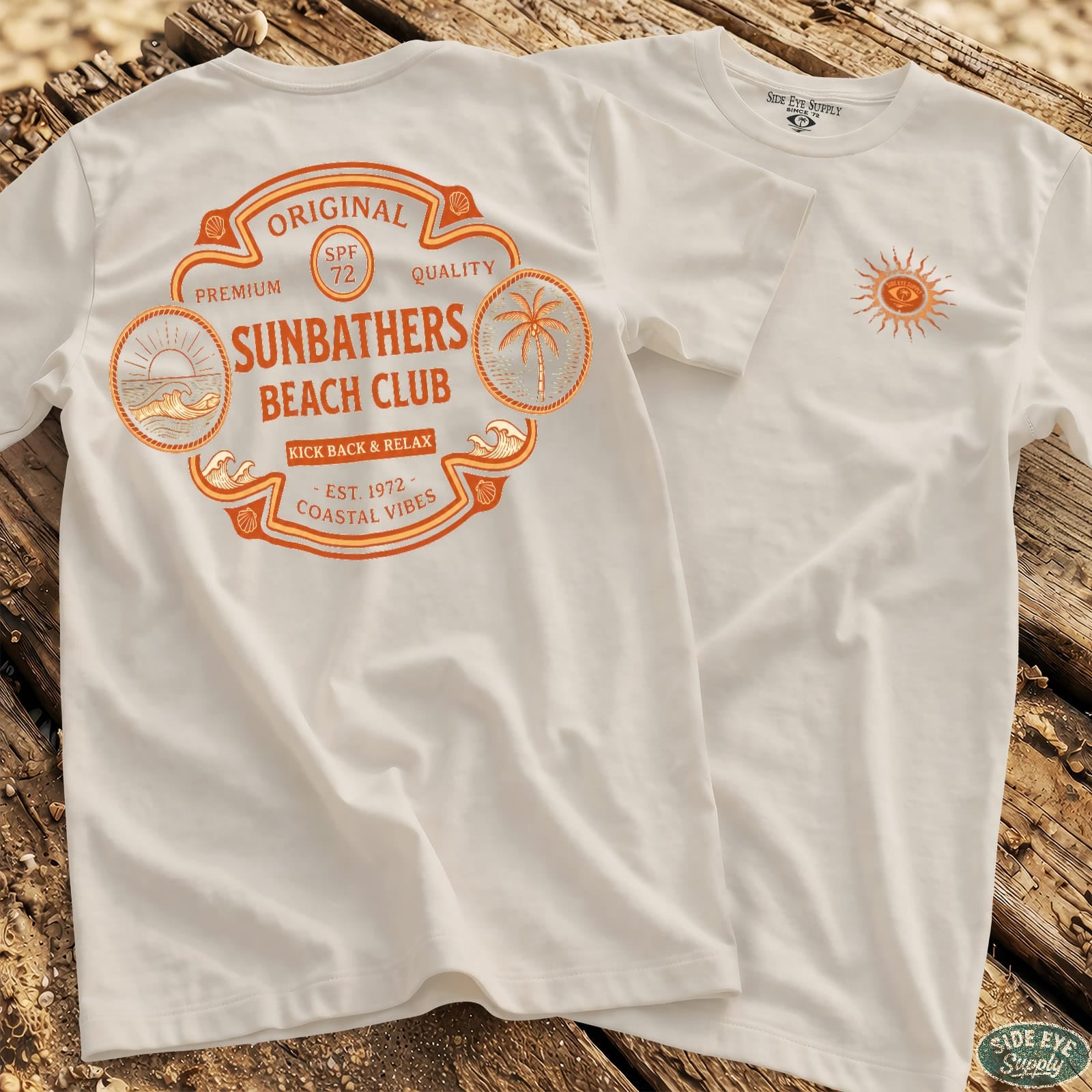 Sunbathers Tee White / S - by Side Eye Supply - Surf Beach Life Apparel