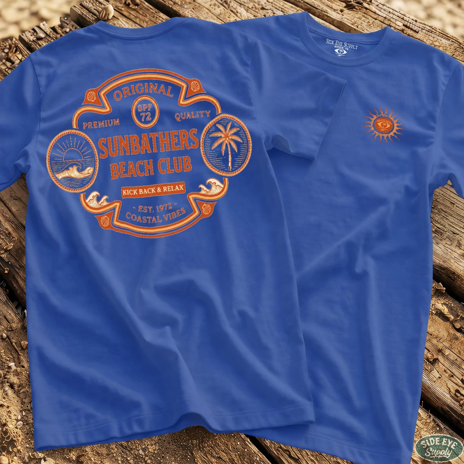 Sunbathers Tee Royal / S - by Side Eye Supply - Surf Beach Life Apparel