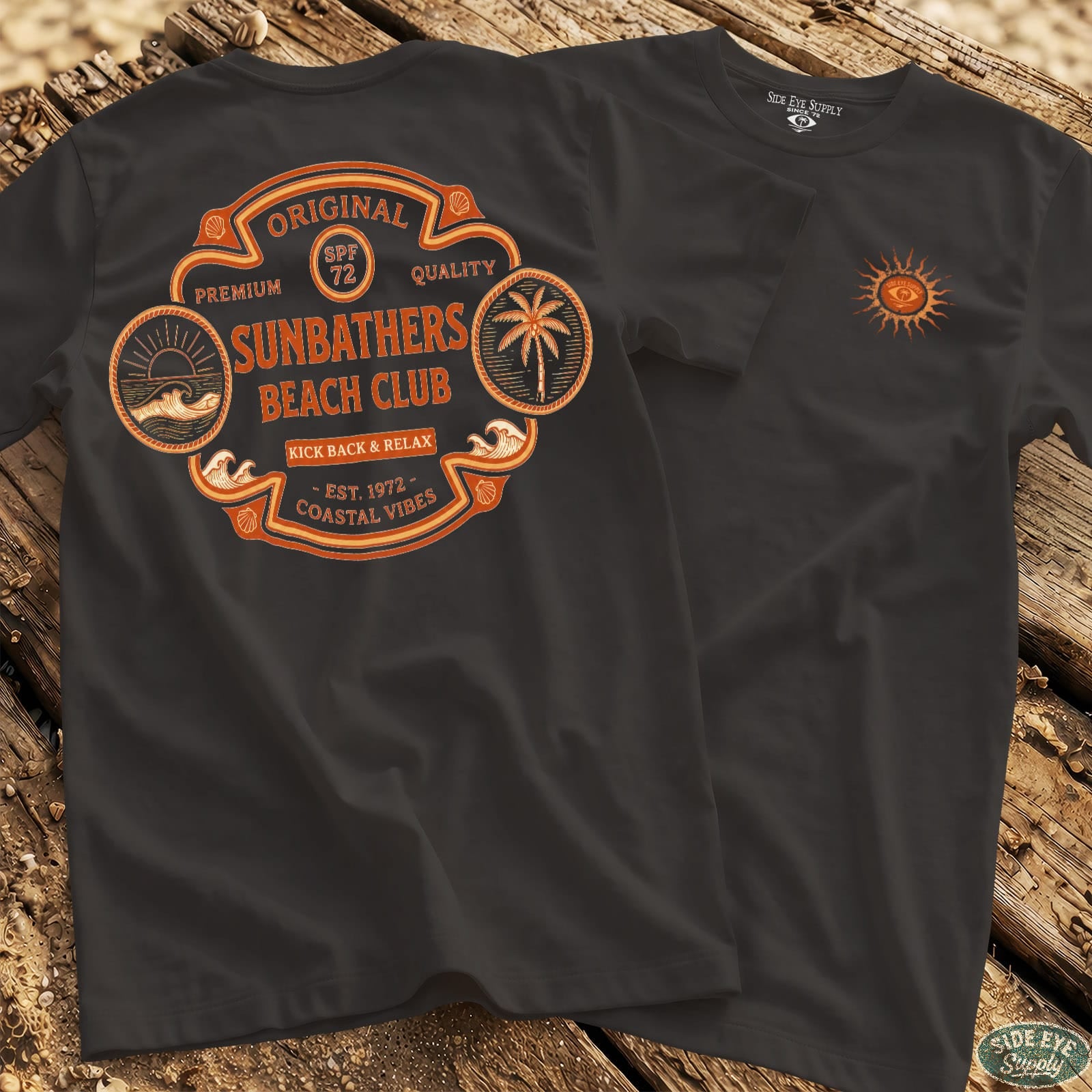 Sunbathers Tee Black / S - by Side Eye Supply - Surf Beach Life Apparel