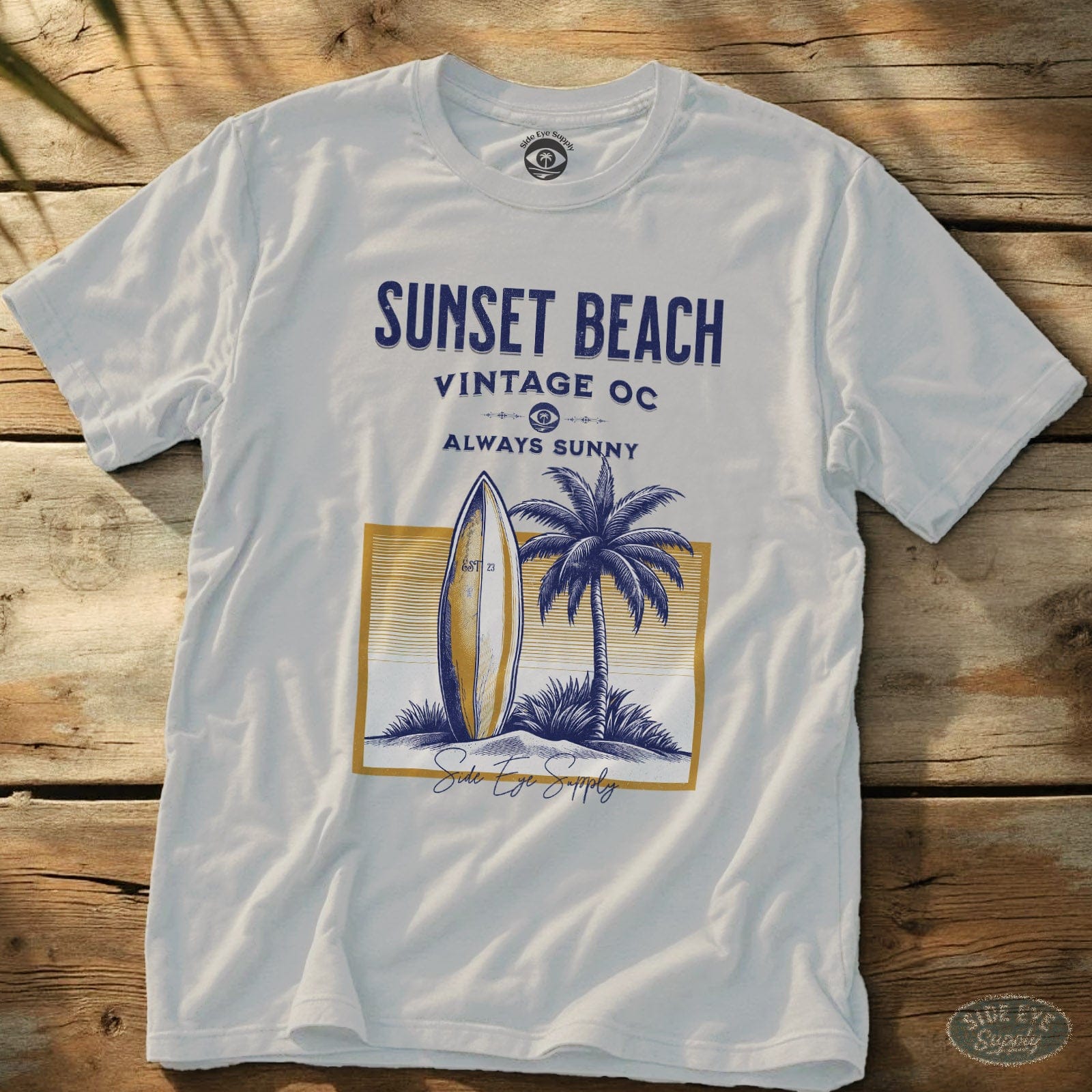 Sunset Beach - Always Sunny Tee (Sea Gold Edition) White / S - by Side Eye Supply - Surf Beach Life Apparel