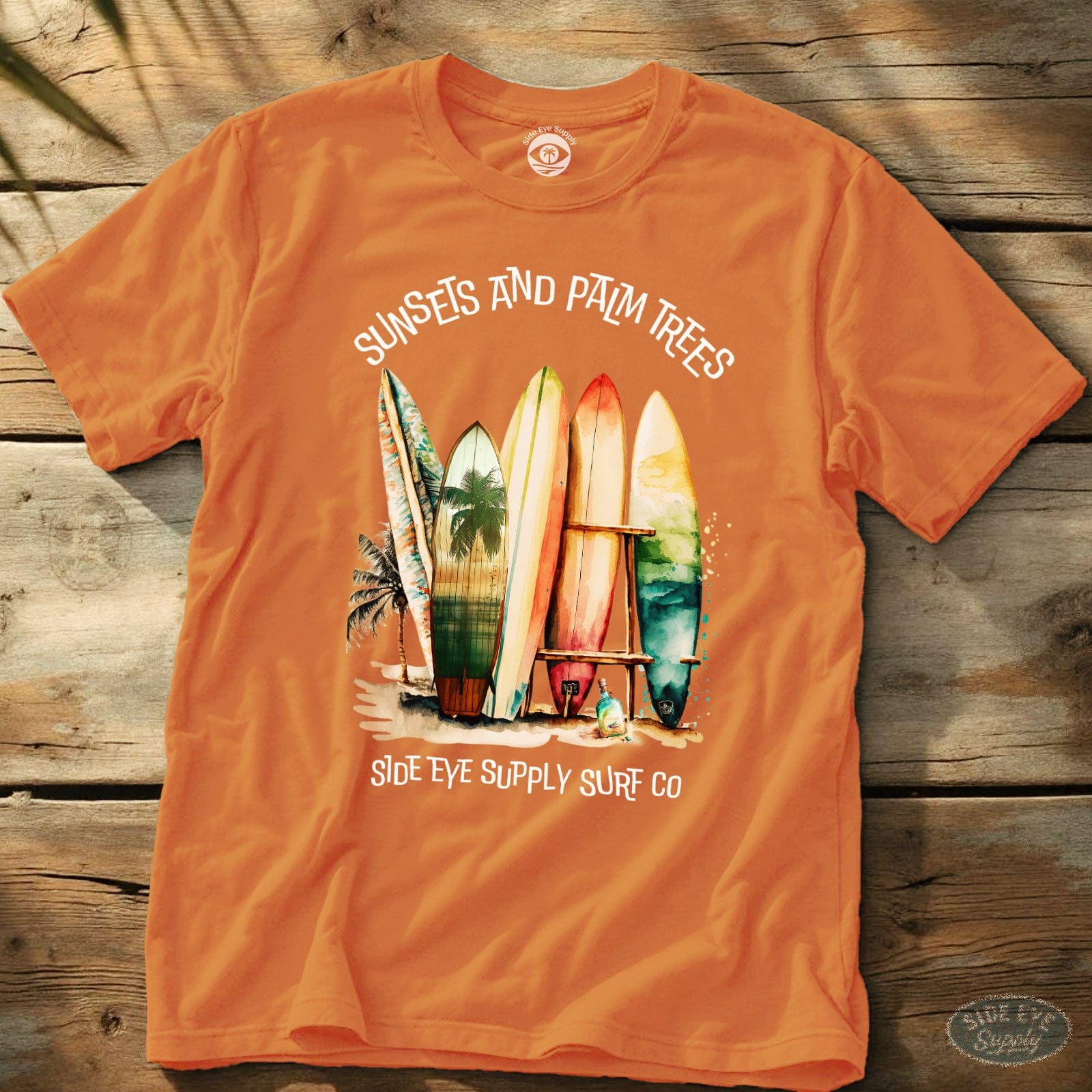 Sunsets and Palm Trees Tee Orange / S - by Side Eye Supply - Surf Beach Life Apparel