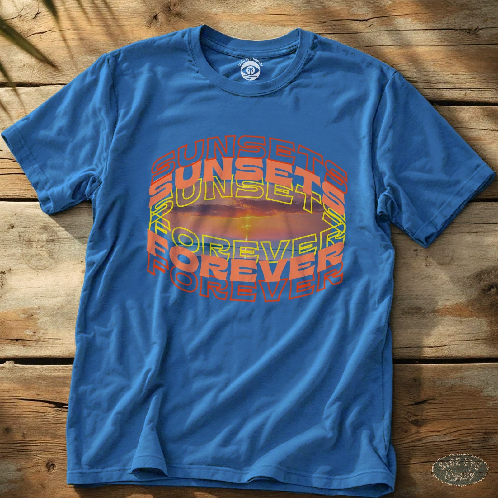 Sunsets Forever - Sunsets Forever Tee Royal / S - by Side Eye Supply - Surf Beach Life Apparel