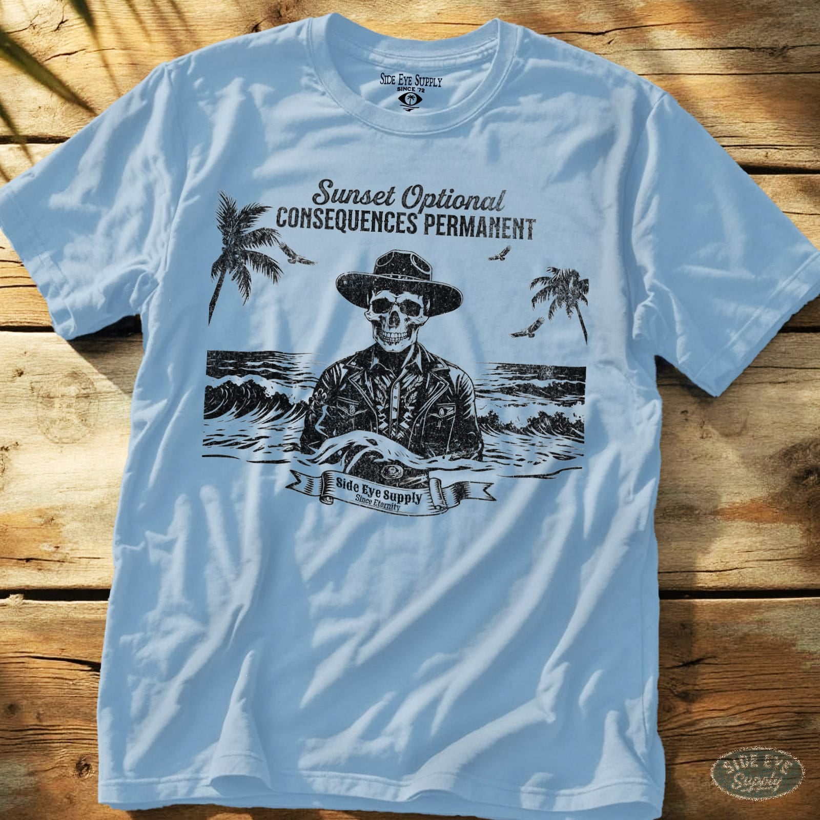 Sunsets Optional Tee Light Blue / S - by Side Eye Supply - Surf Beach Life Apparel