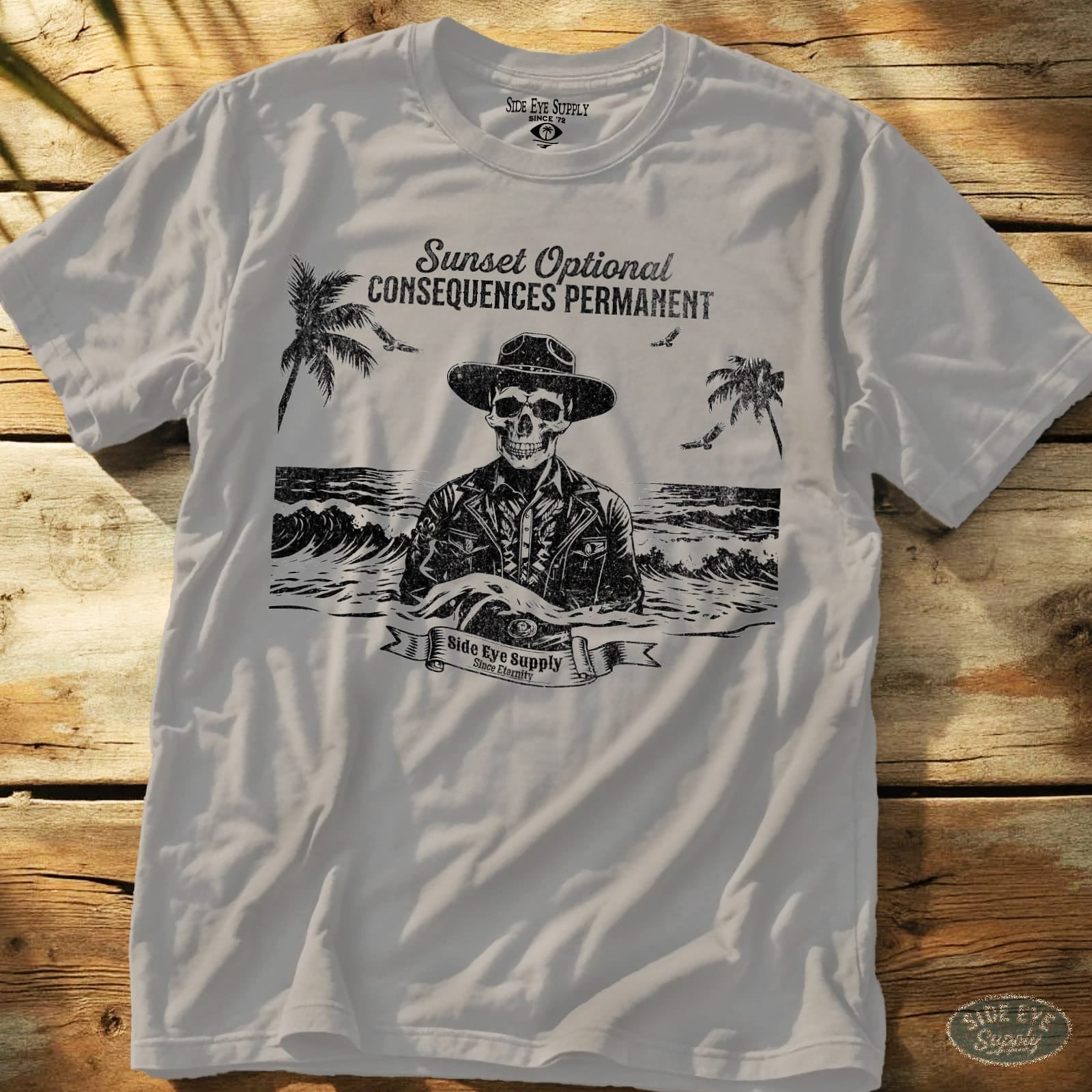 Sunsets Optional Tee Ice Grey / S - by Side Eye Supply - Surf Beach Life Apparel