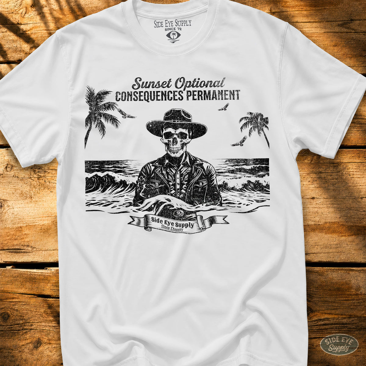 Sunsets Optional Tee White / S - by Side Eye Supply - Surf Beach Life Apparel