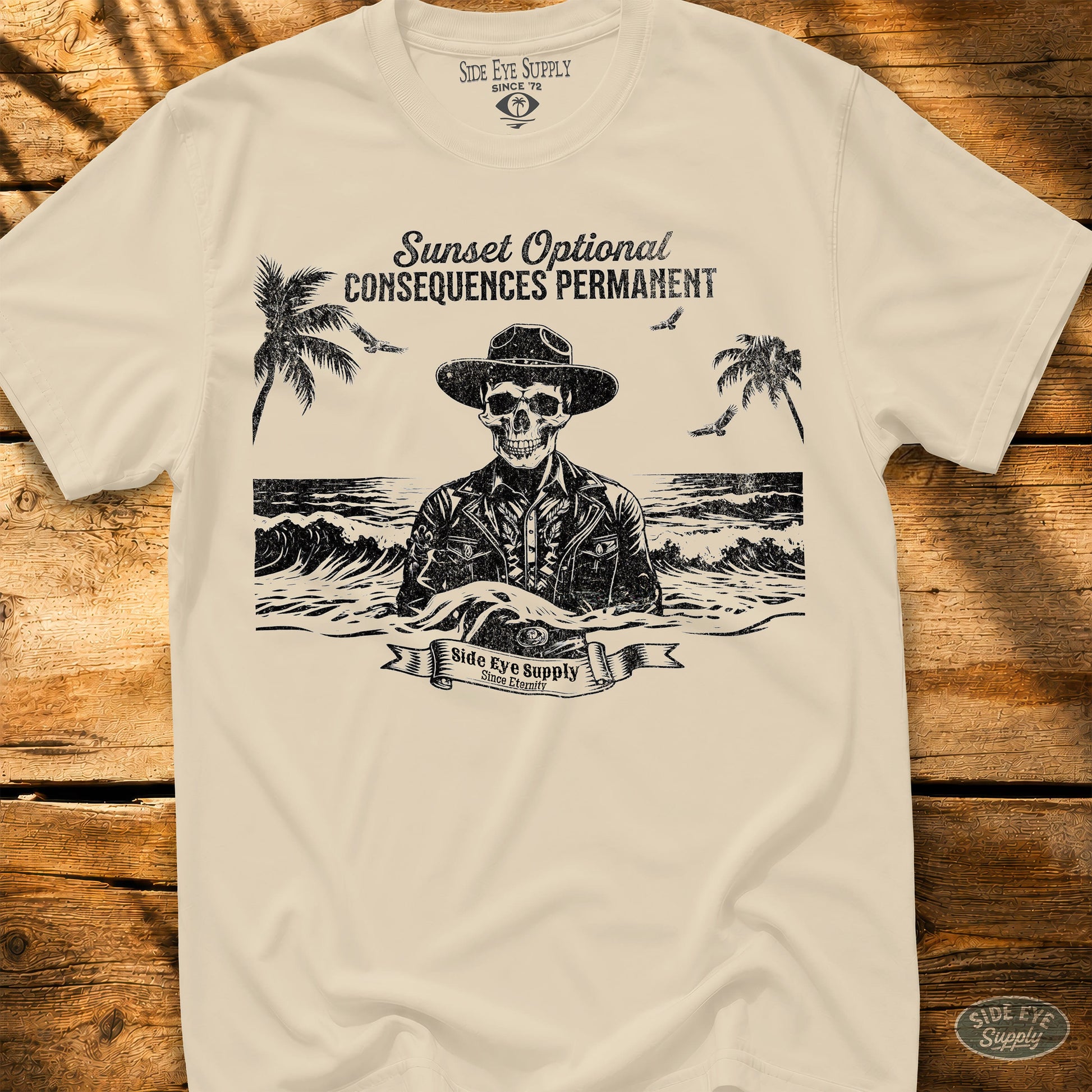 Sunsets Optional Tee Natural / S - by Side Eye Supply - Surf Beach Life Apparel