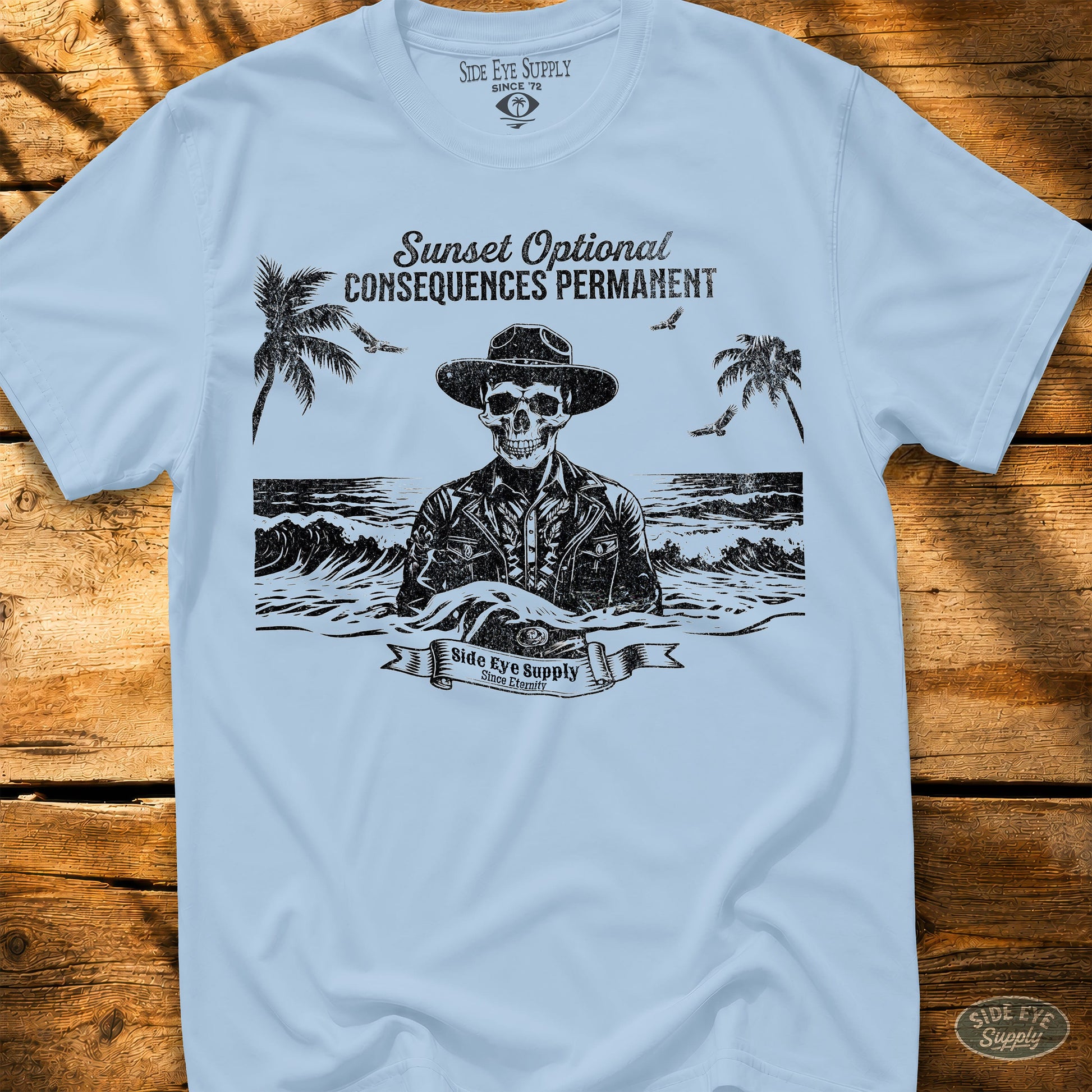 Sunsets Optional Tee Light Blue / S - by Side Eye Supply - Surf Beach Life Apparel