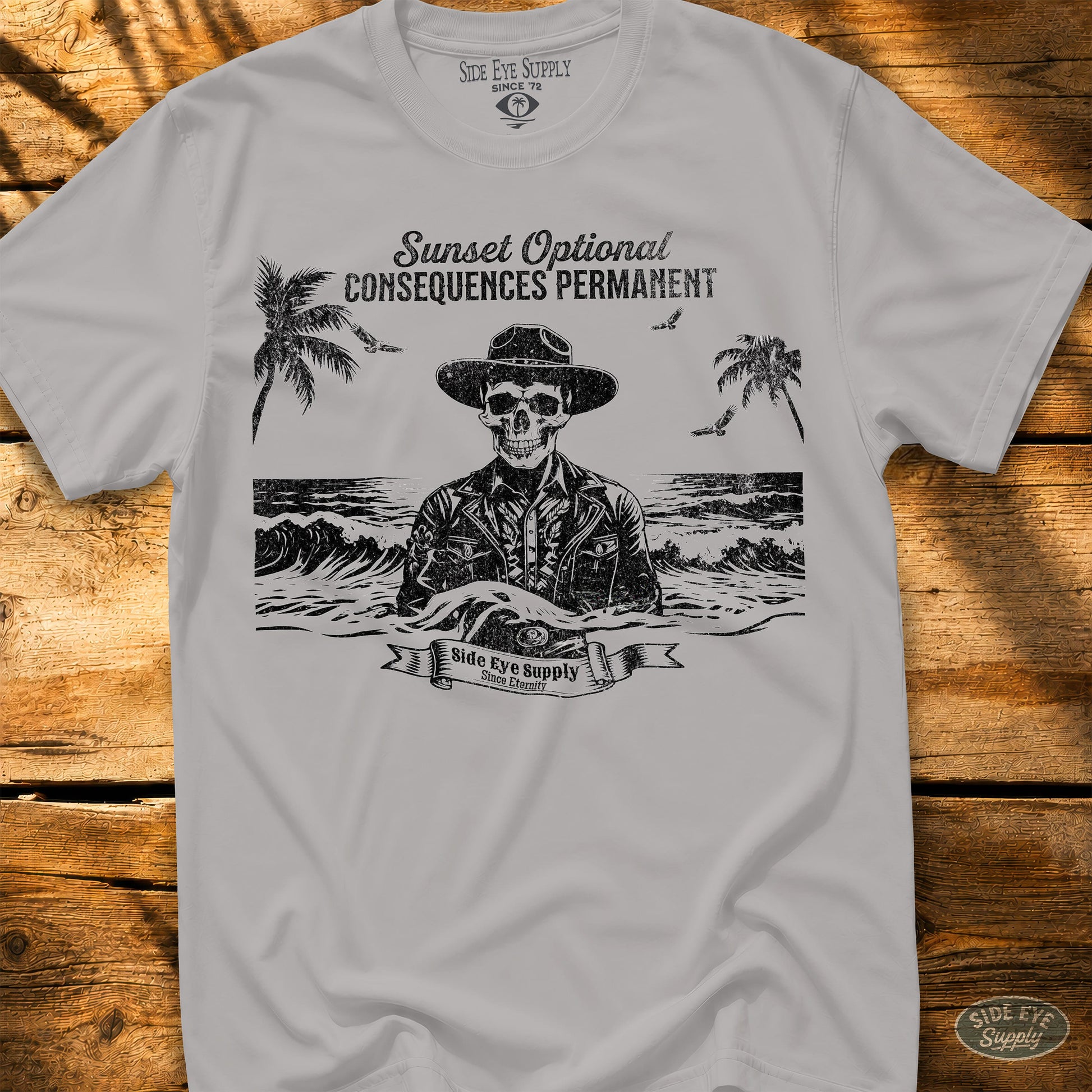 Sunsets Optional Tee Ice Grey / S - by Side Eye Supply - Surf Beach Life Apparel