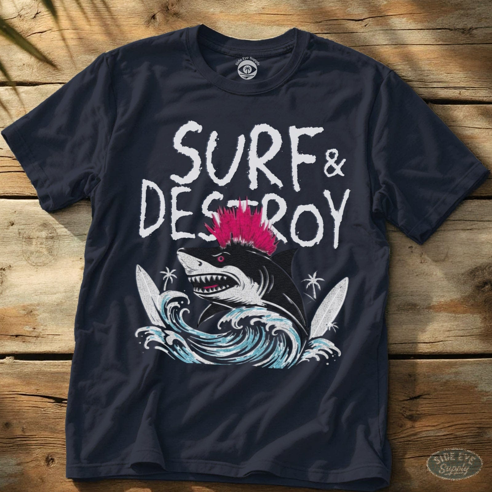 Surf and Destroy Tee Navy / S - by Side Eye Supply - Surf Beach Life Apparel