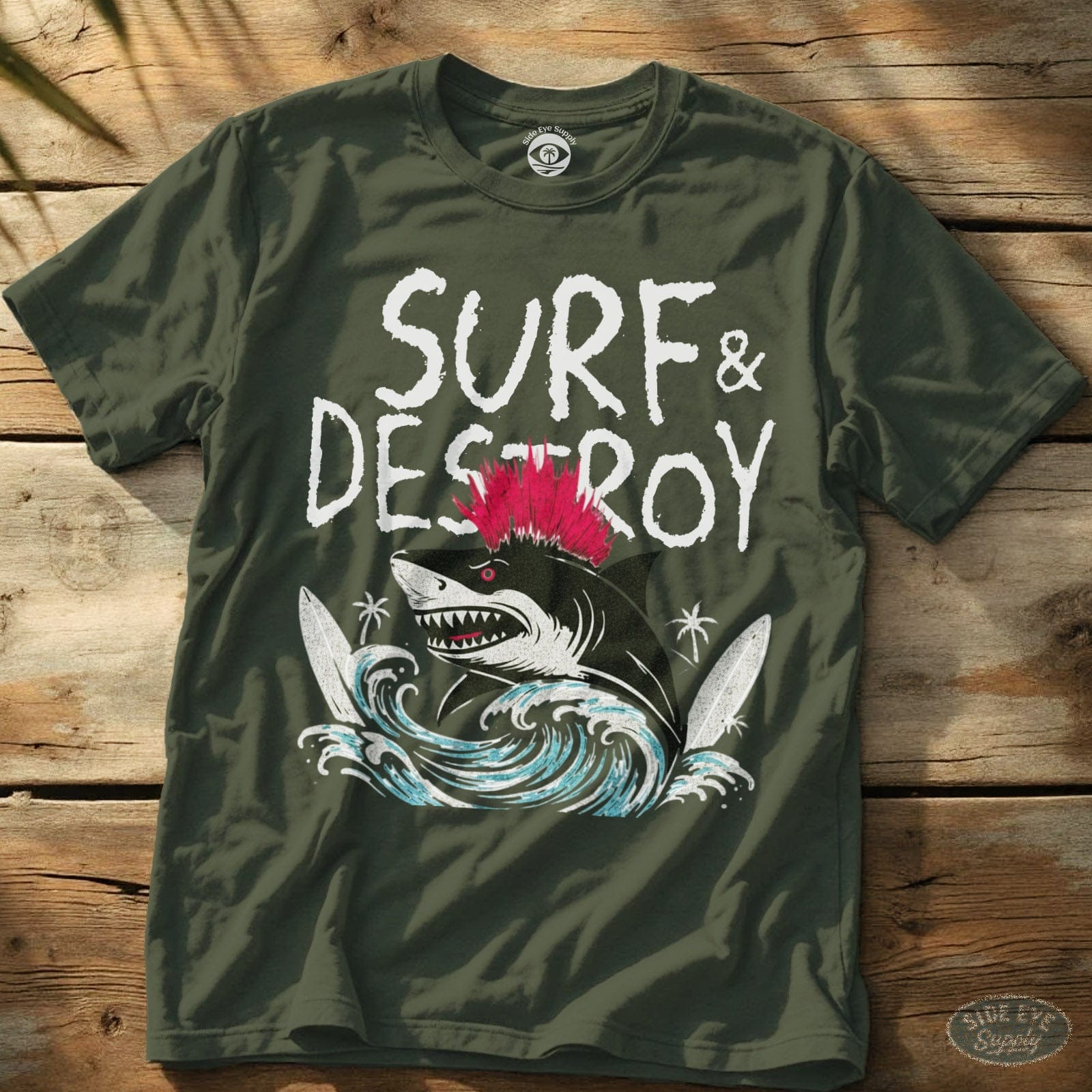 Surf and Destroy Tee Military Green / S - by Side Eye Supply - Surf Beach Life Apparel