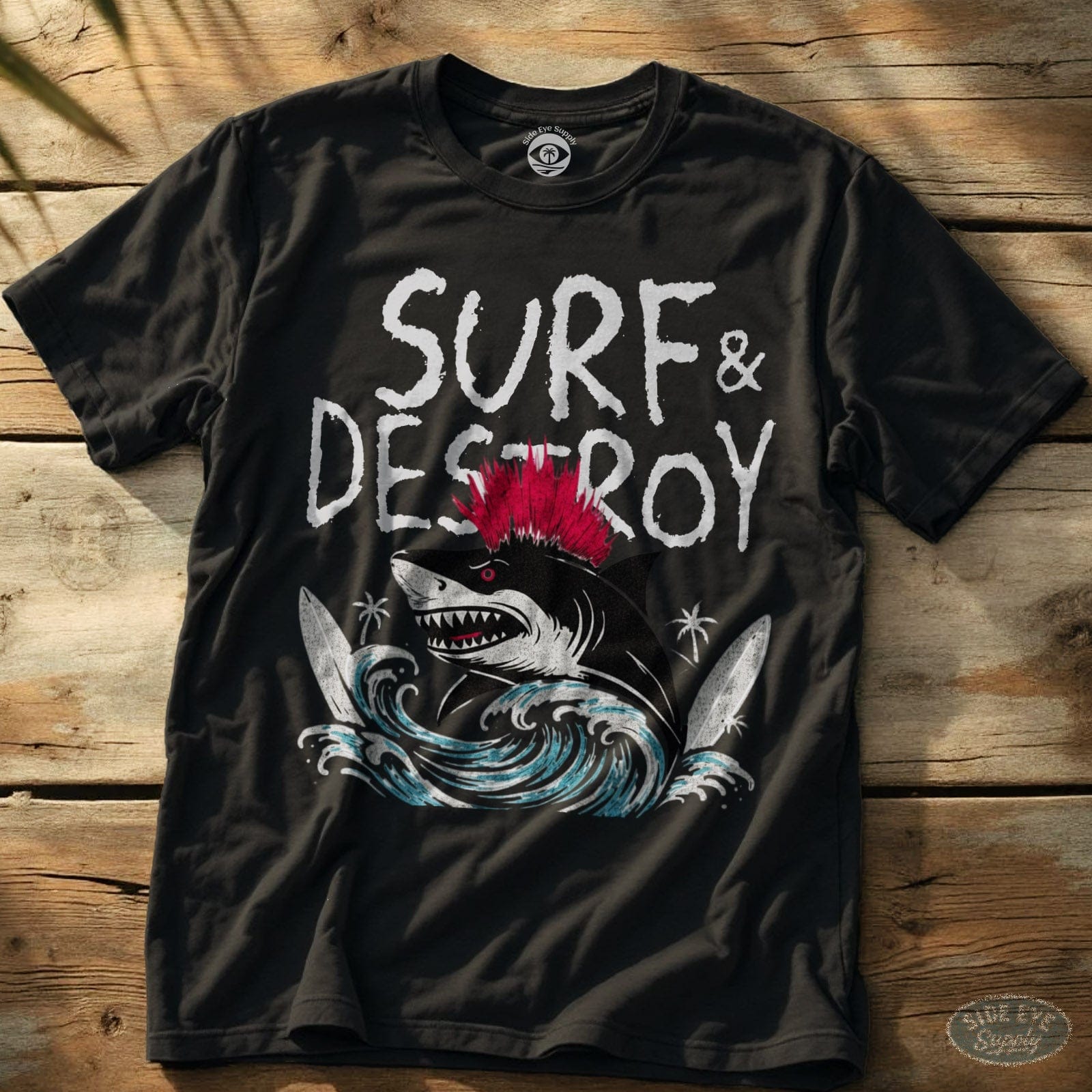 Surf and Destroy Tee Black / S - by Side Eye Supply - Surf Beach Life Apparel