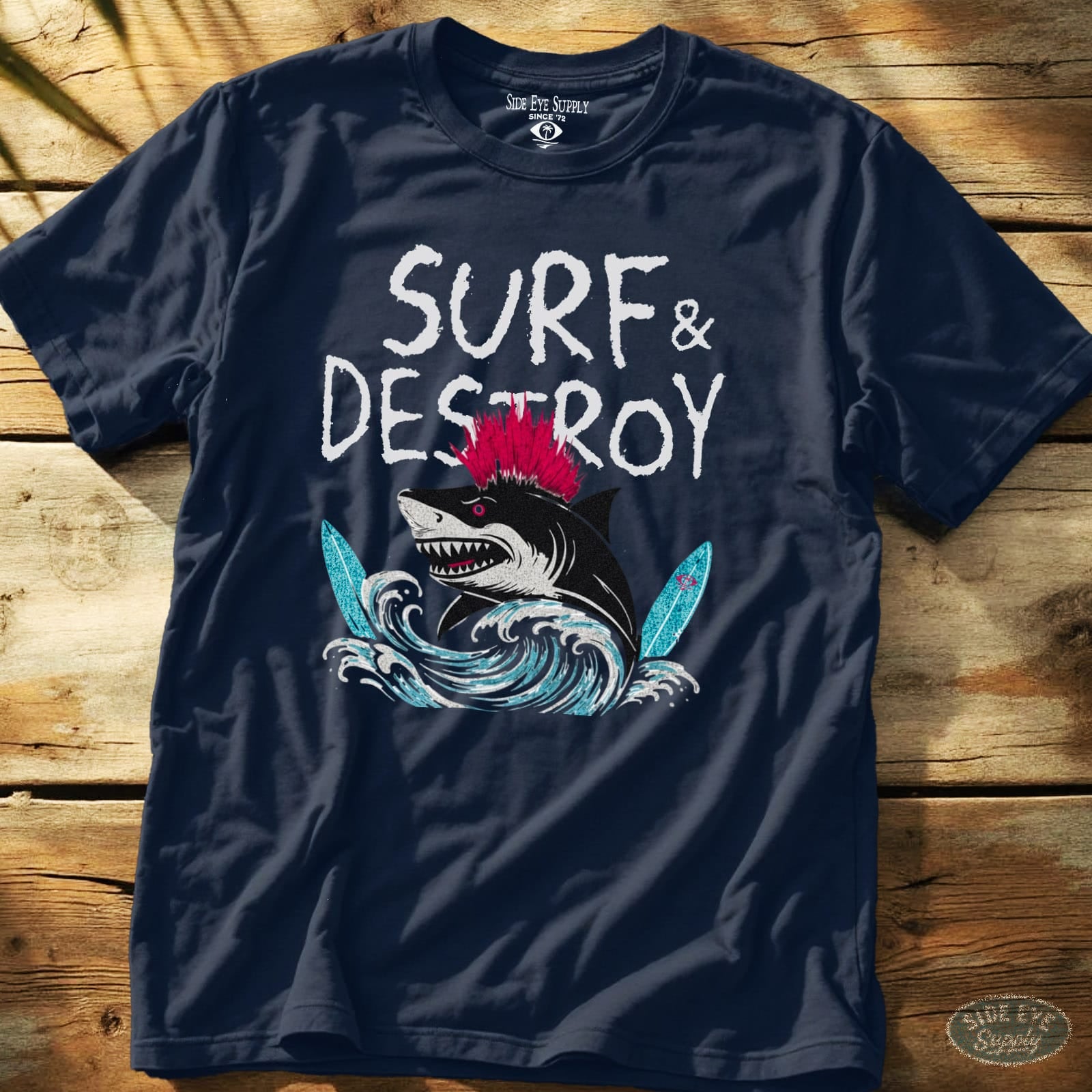 Surf and Destroy Tee Navy / S - by Side Eye Supply - Surf Beach Life Apparel