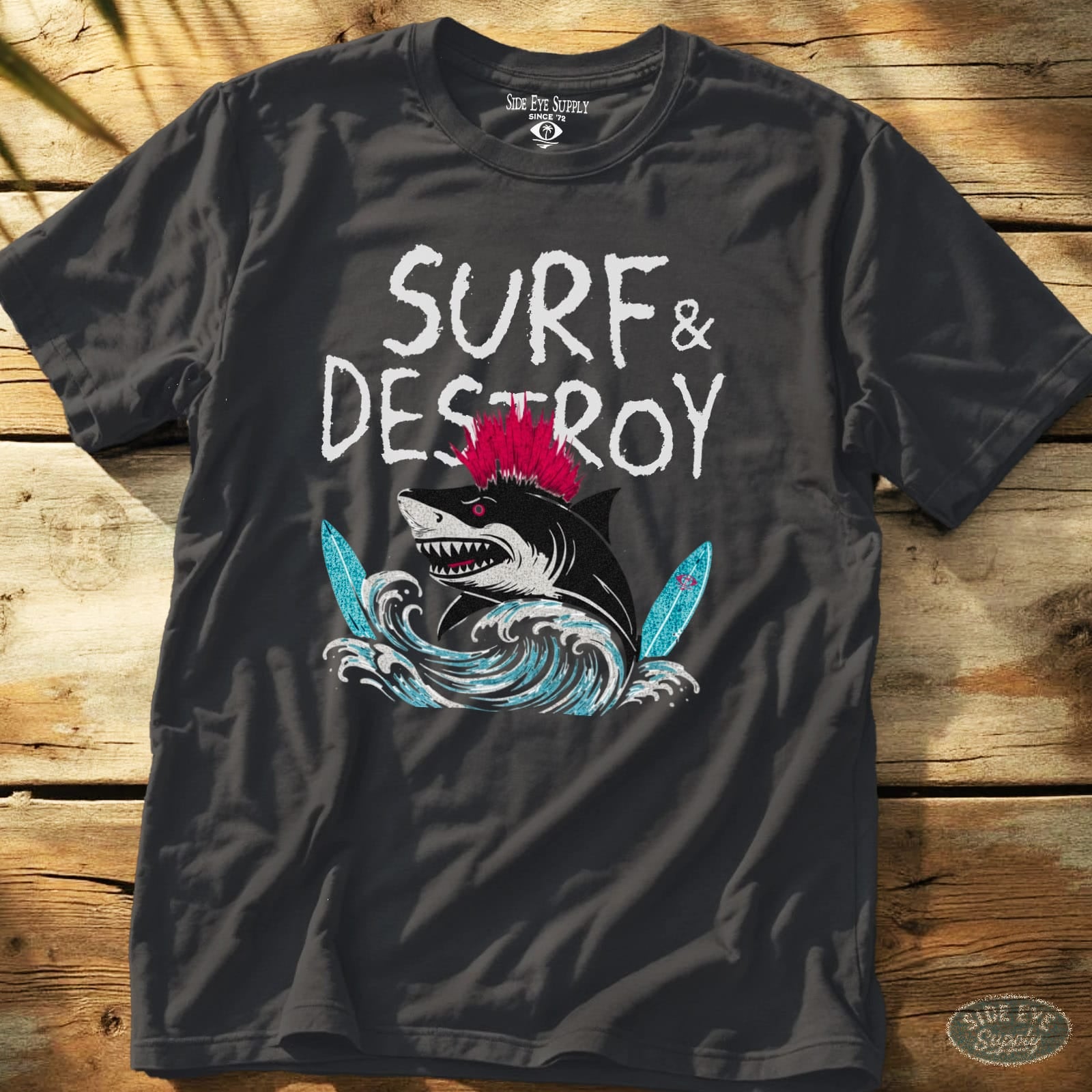Surf and Destroy Tee Charcoal / S - by Side Eye Supply - Surf Beach Life Apparel