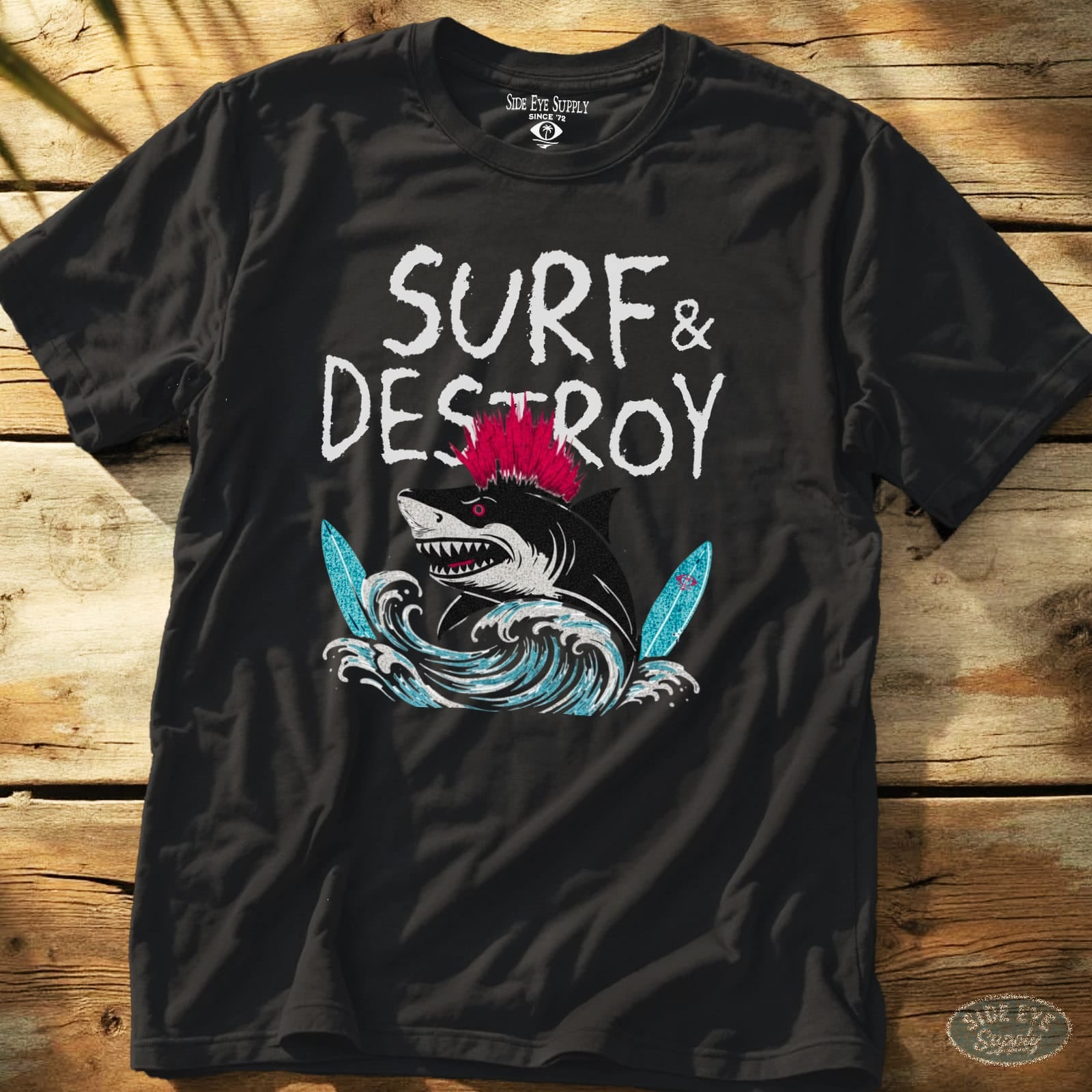 Surf and Destroy Tee Black / S - by Side Eye Supply - Surf Beach Life Apparel