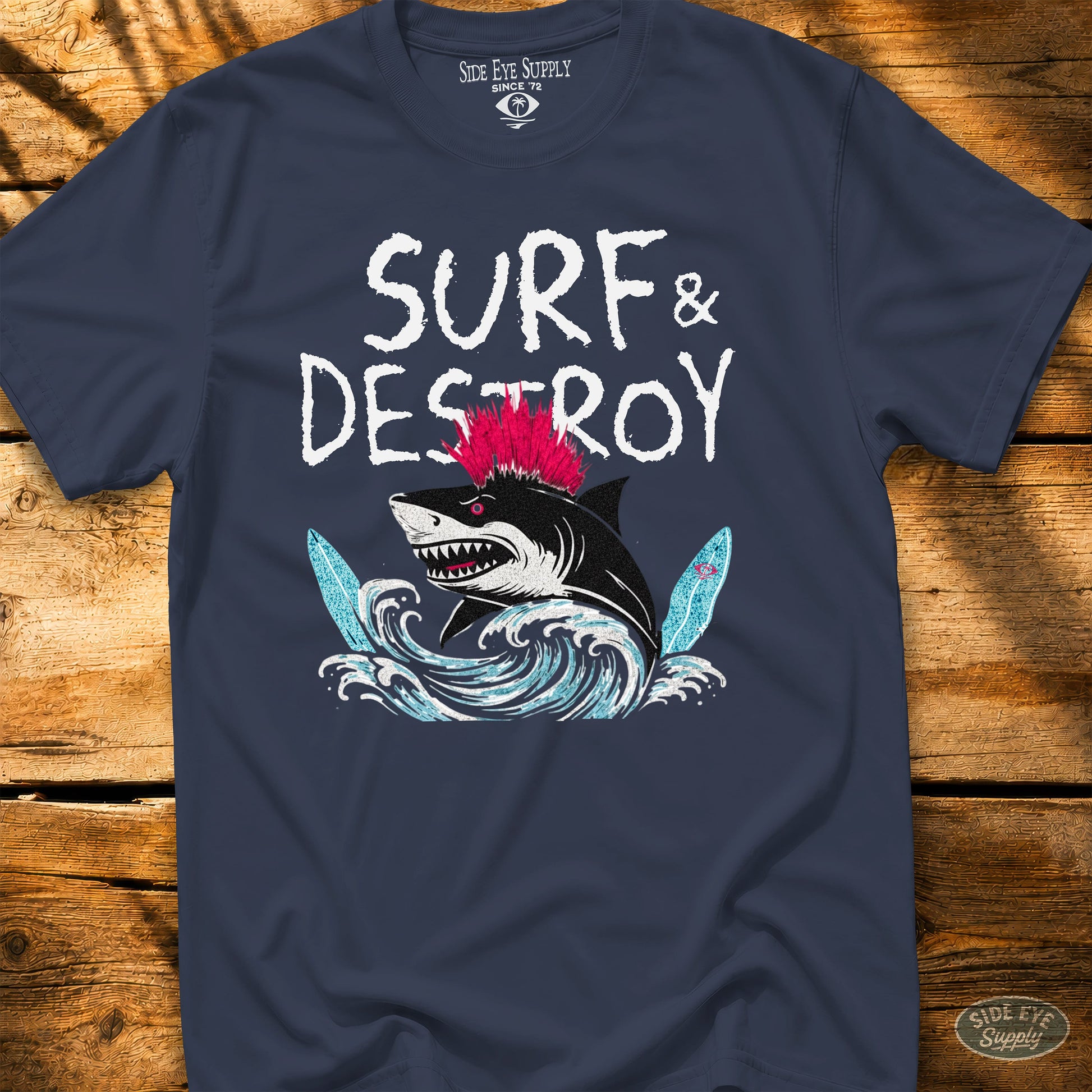 Surf and Destroy Tee Navy / S - by Side Eye Supply - Surf Beach Life Apparel