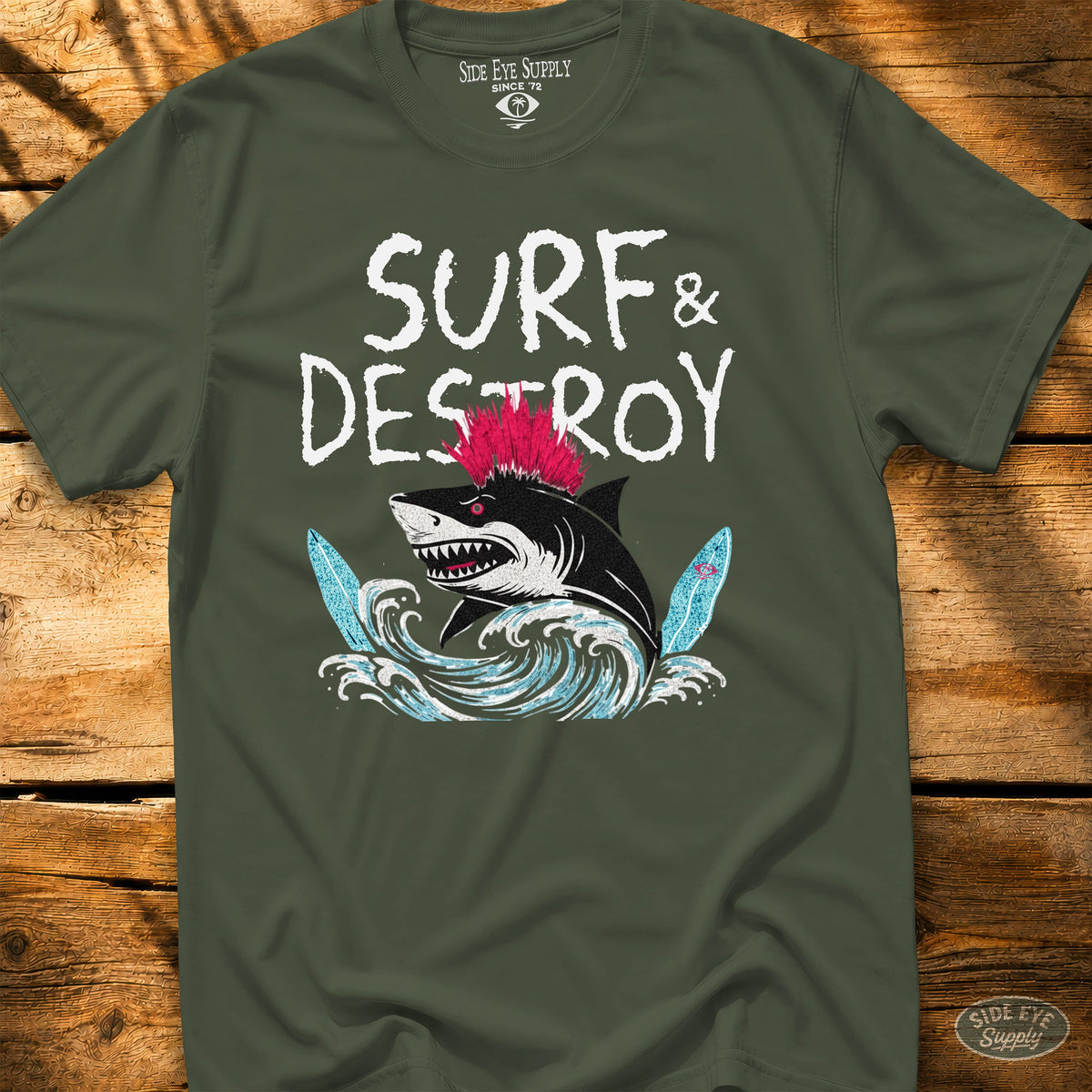 Surf and Destroy Tee Military Green / S - by Side Eye Supply - Surf Beach Life Apparel