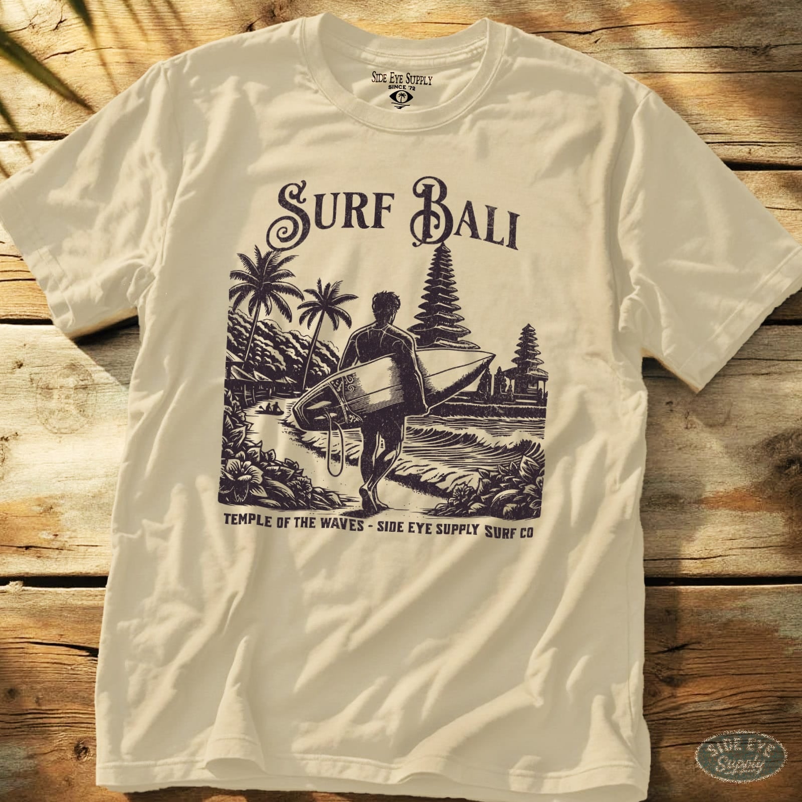 Surf Bali Tee Natural / S - by Side Eye Supply - Surf Beach Life Apparel