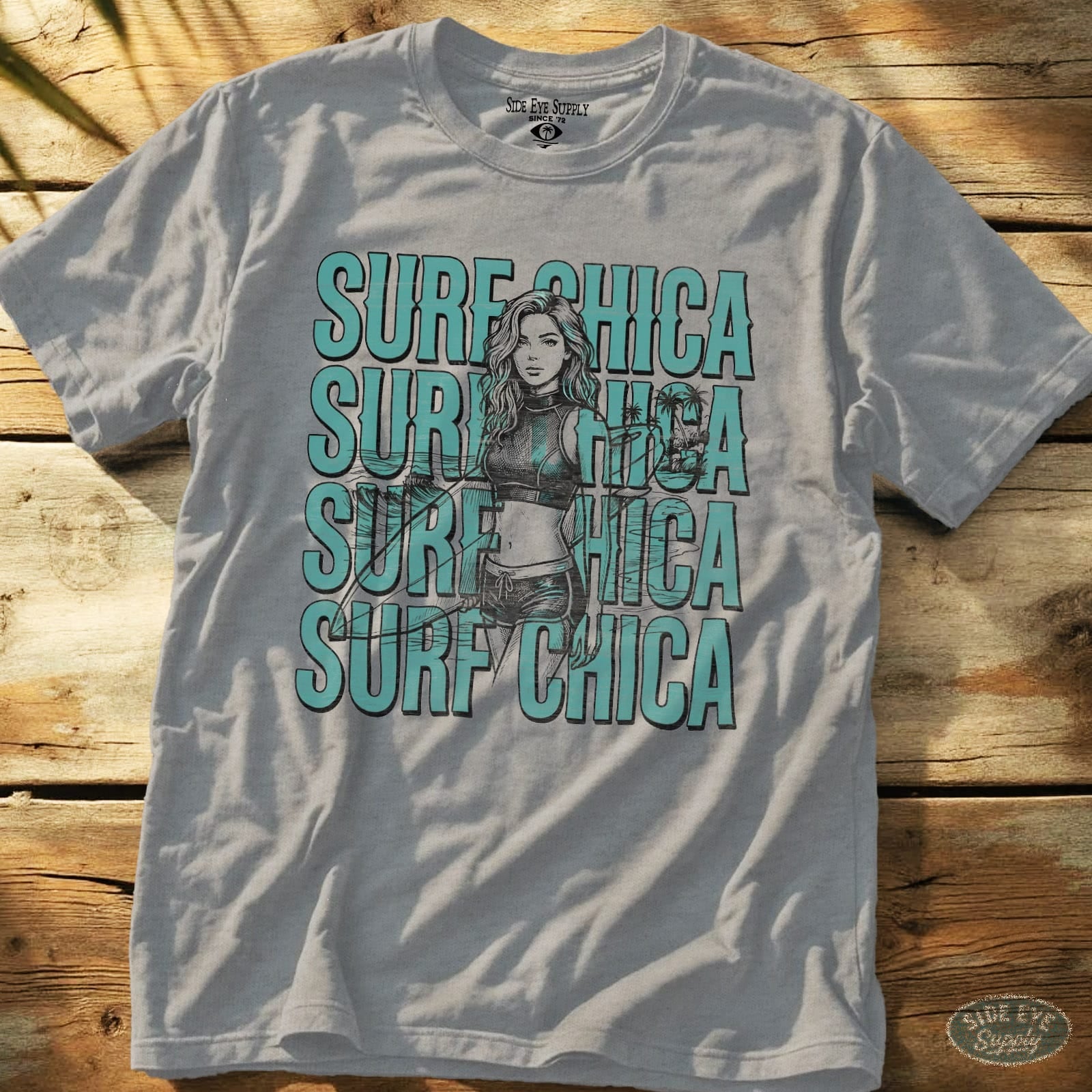 Surf Chica Tee Sport Grey / S - by Side Eye Supply - Surf Beach Life Apparel