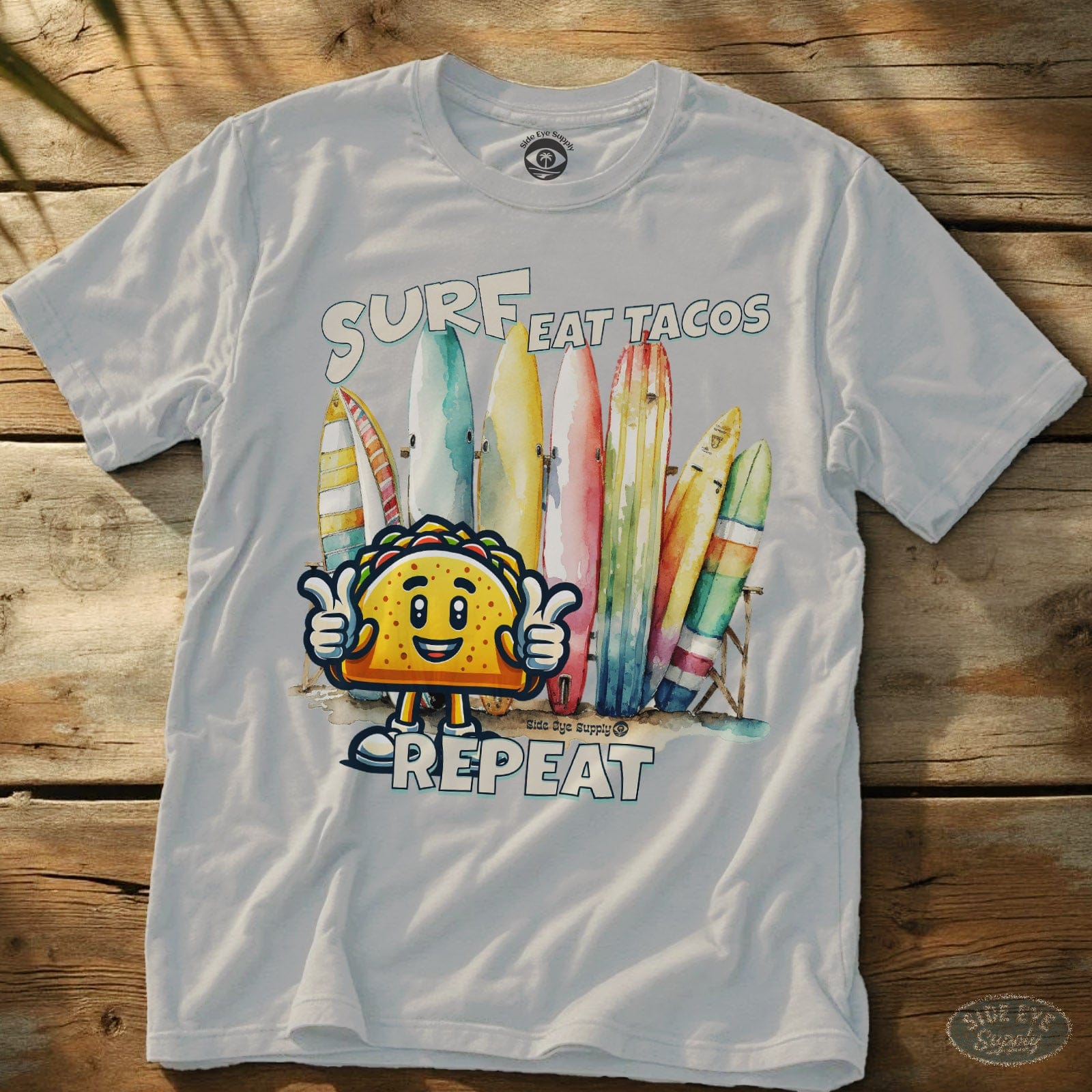 Surf Eat Tacos Repeat Tee White / S - by Side Eye Supply - Surf Beach Life Apparel