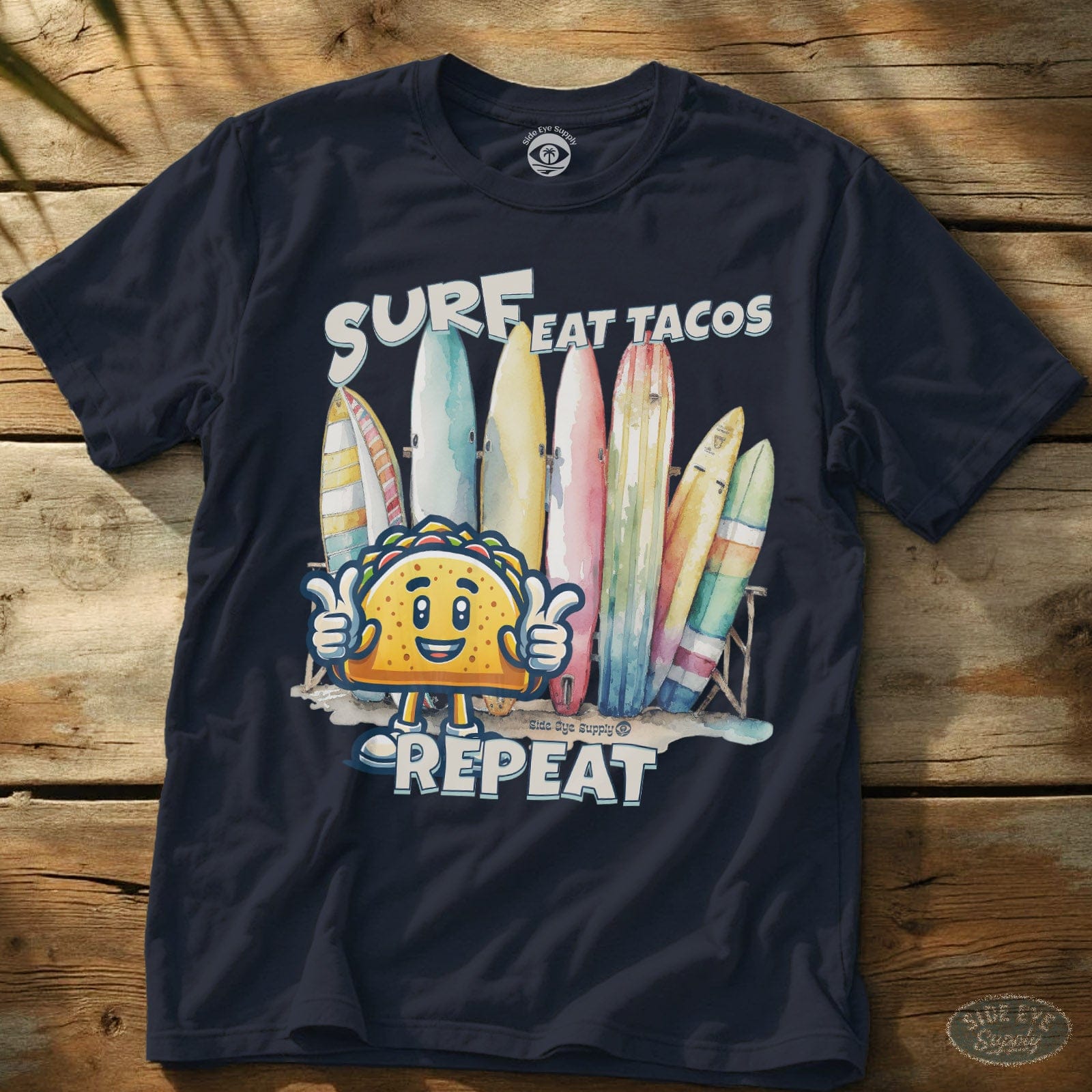 Surf Eat Tacos Repeat Tee Navy / S - by Side Eye Supply - Surf Beach Life Apparel