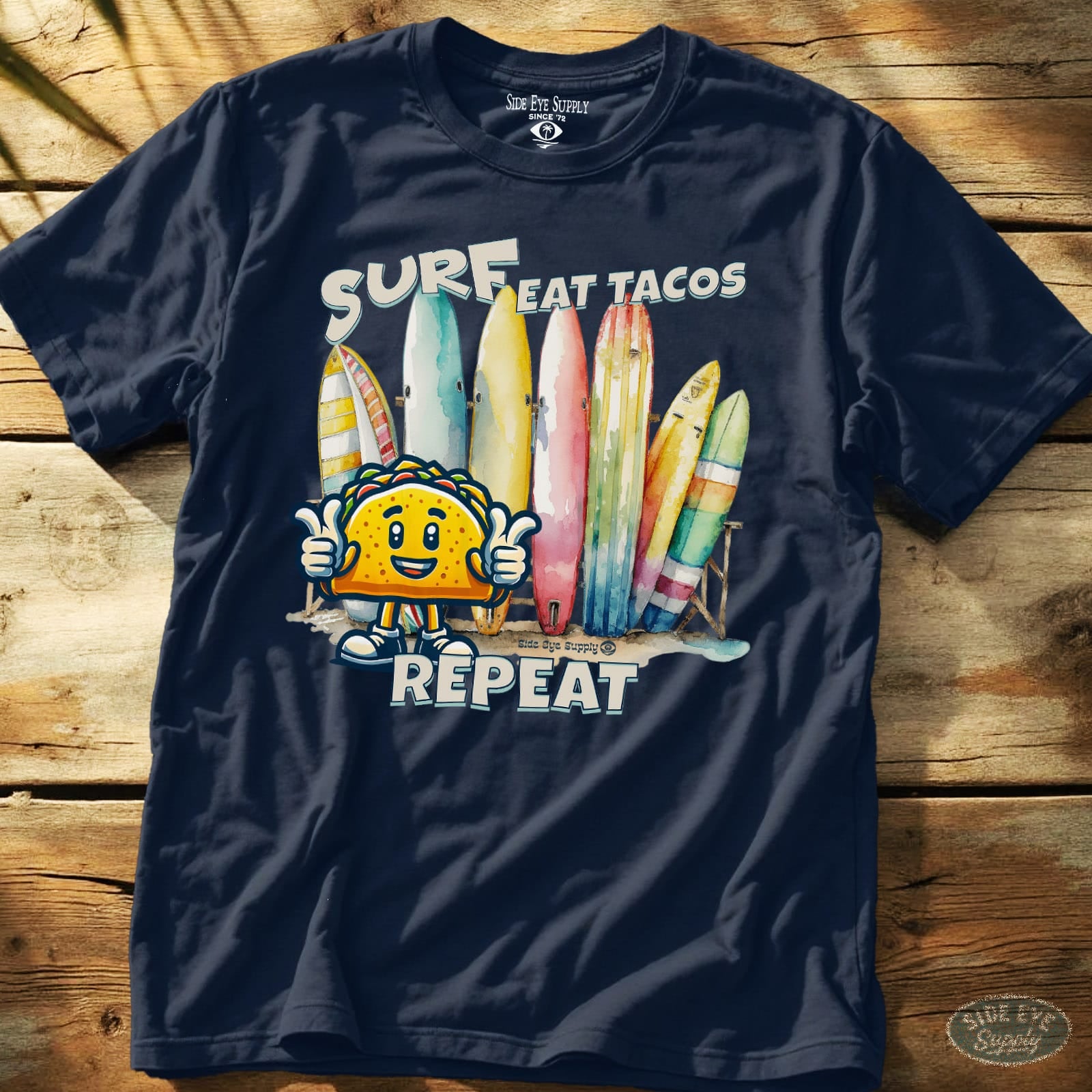 Surf Eat Tacos Repeat Tee Navy / S - by Side Eye Supply - Surf Beach Life Apparel