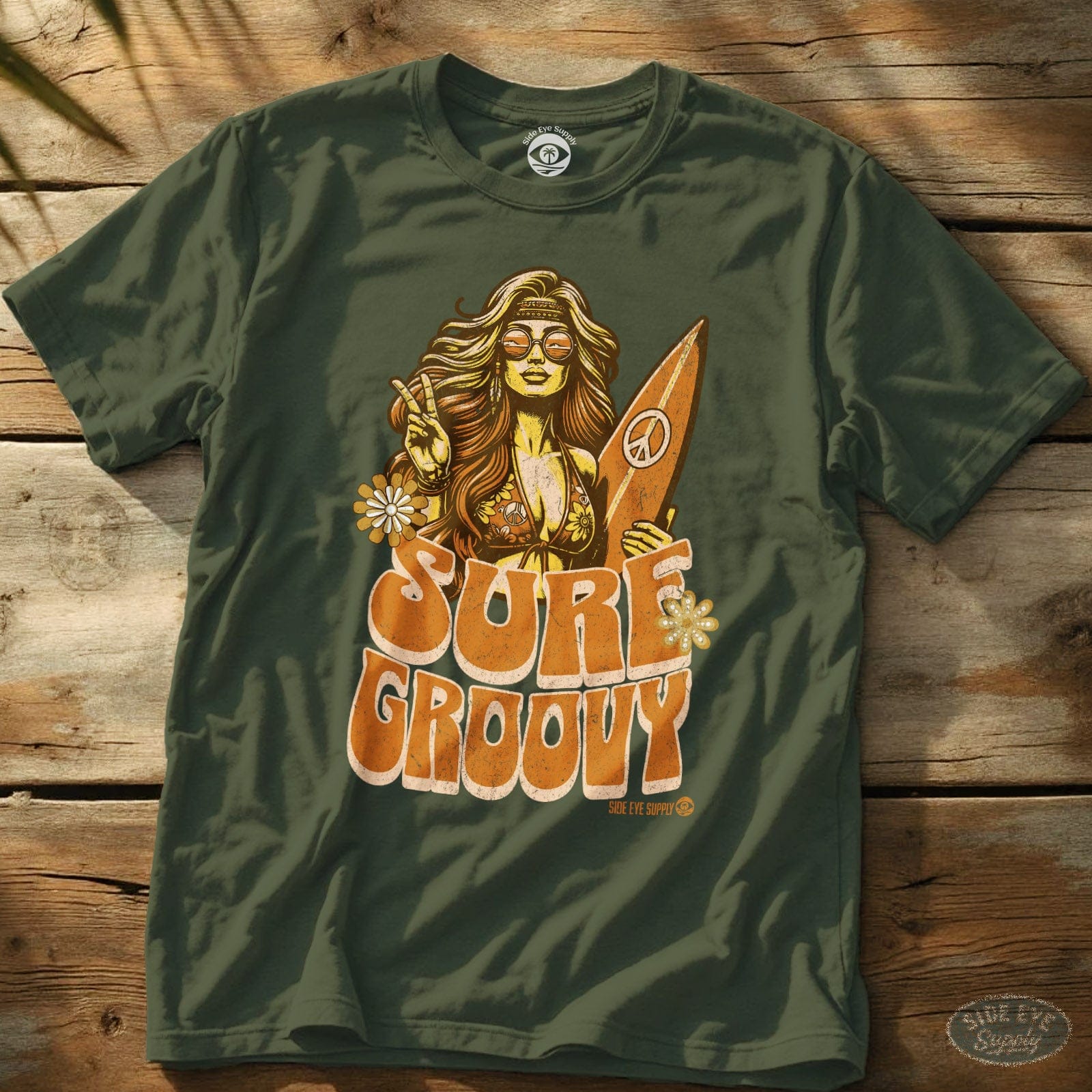 Surf Groovy Tee Military Green / S - by Side Eye Supply - Surf Beach Life Apparel