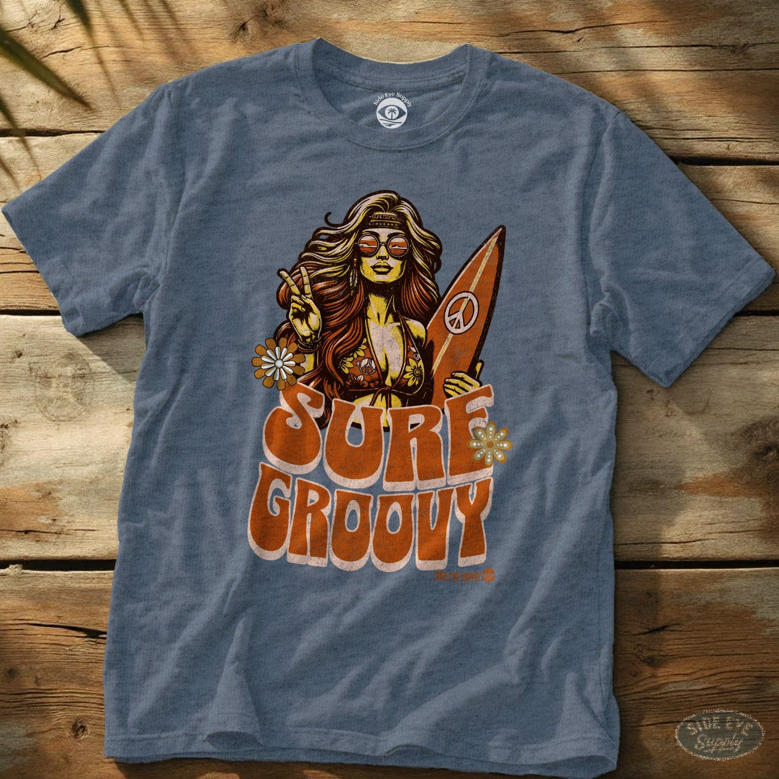 Surf Groovy Tee Heather Indigo / S - by Side Eye Supply - Surf Beach Life Apparel
