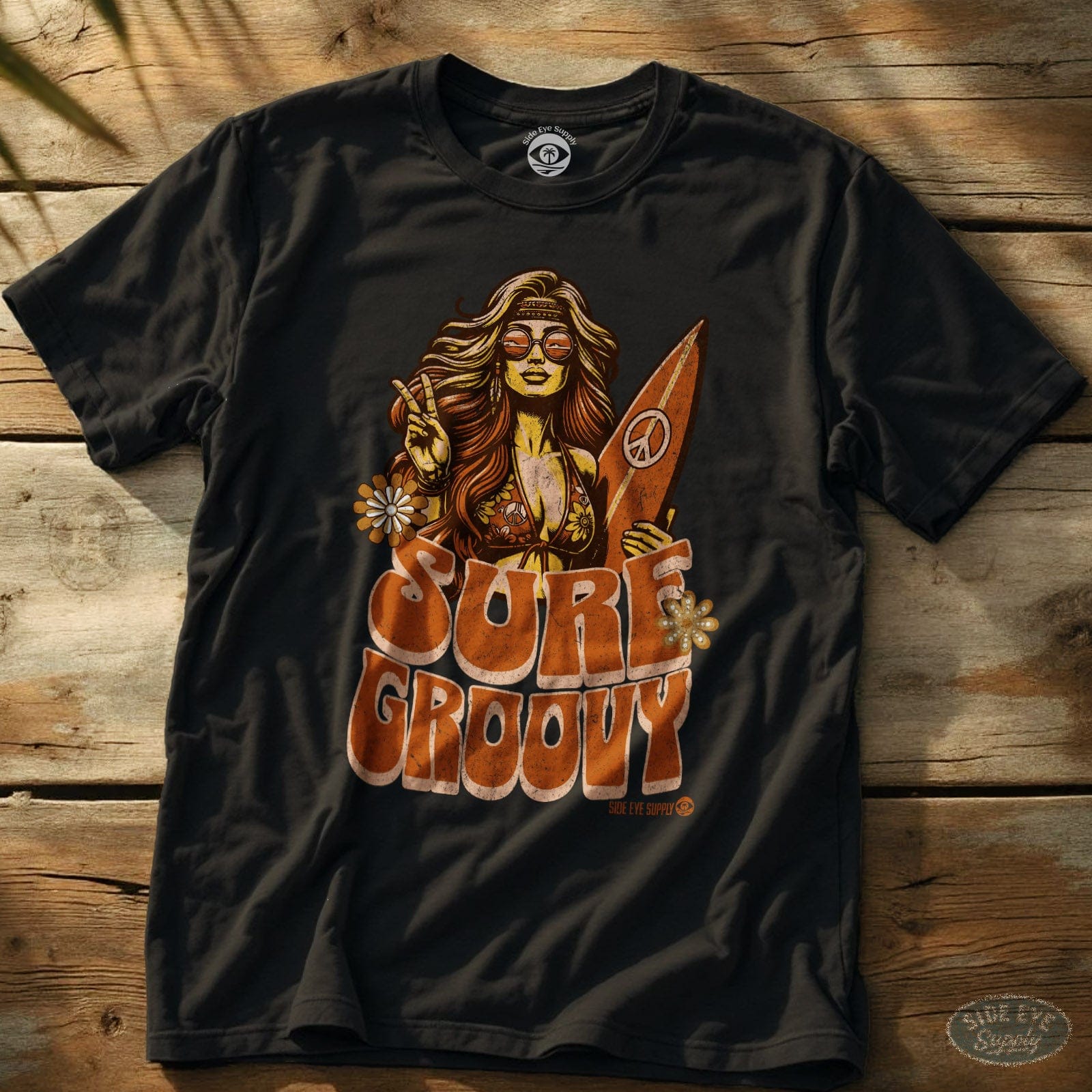 Surf Groovy Tee Black / S - by Side Eye Supply - Surf Beach Life Apparel