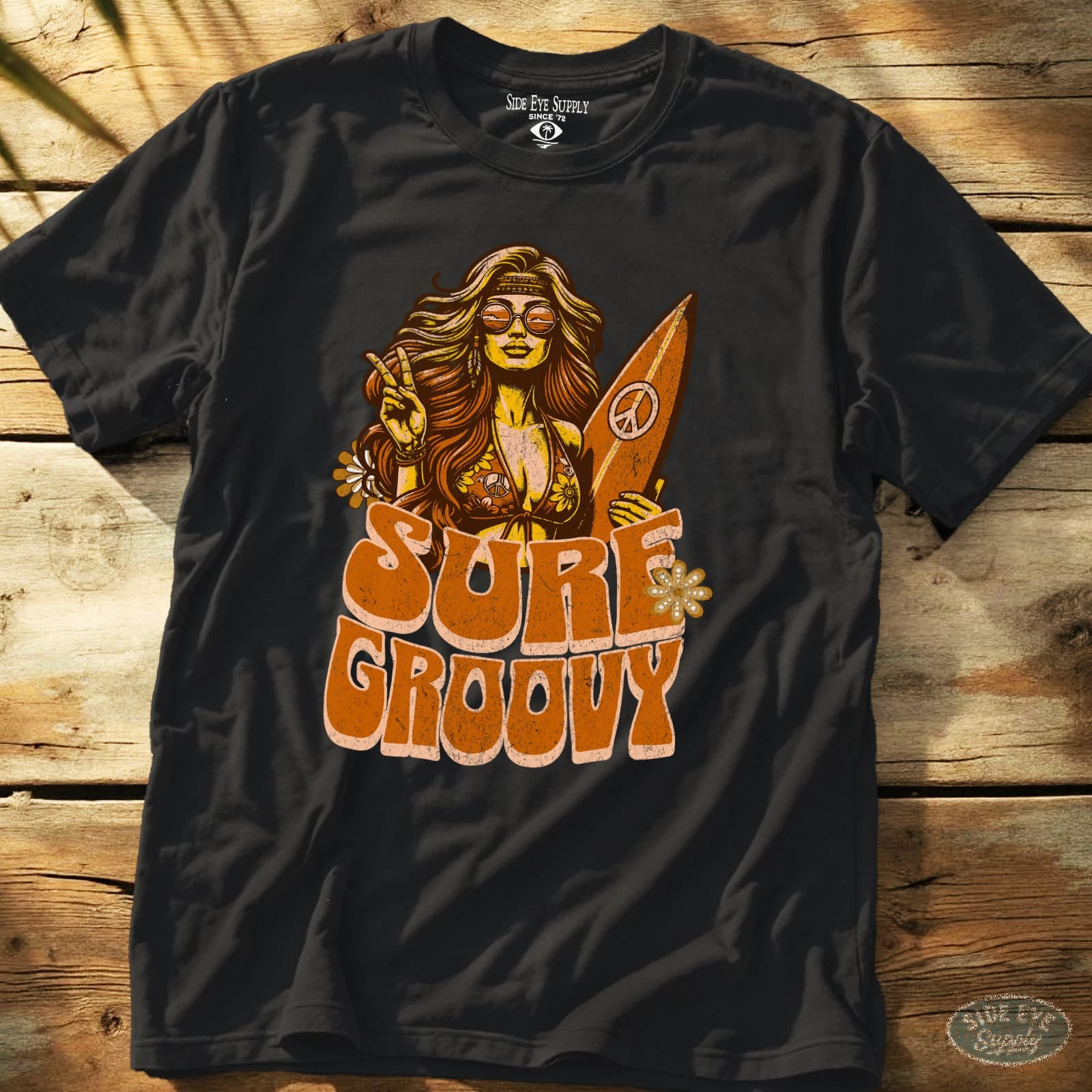 Surf Groovy Tee Black / S - by Side Eye Supply - Surf Beach Life Apparel