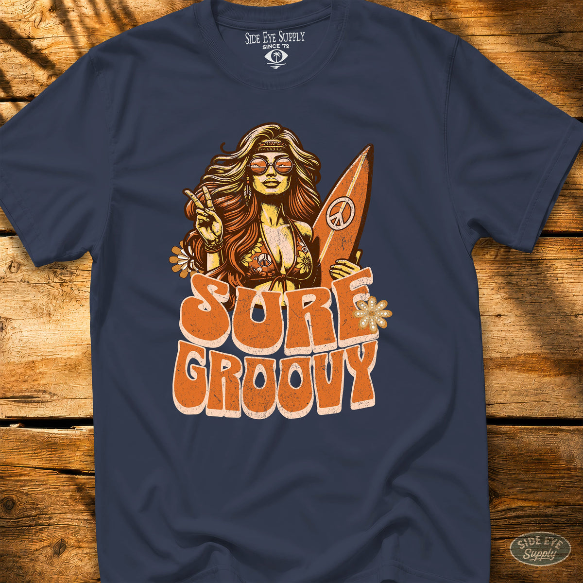 Surf Groovy Tee Navy / S - by Side Eye Supply - Surf Beach Life Apparel