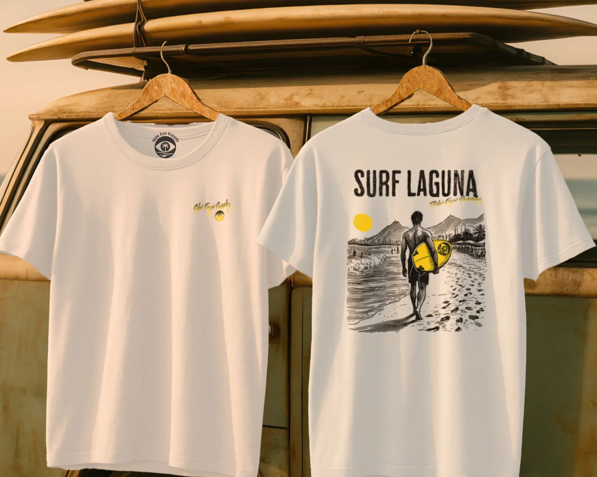 Surf Laguna Tee (Sunburst Edition) White / S - by Side Eye Supply - Surf Beach Life Apparel