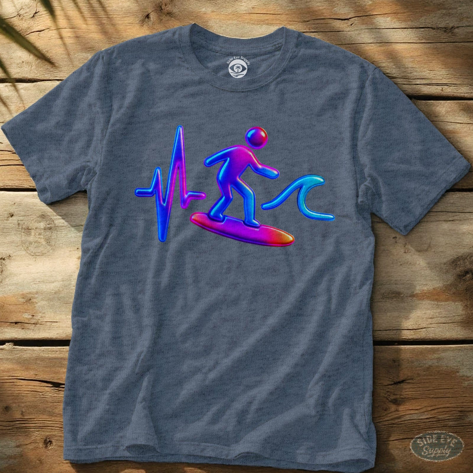 Surf Life Line Tee Heather Indigo / S - by Side Eye Supply - Surf Beach Life Apparel