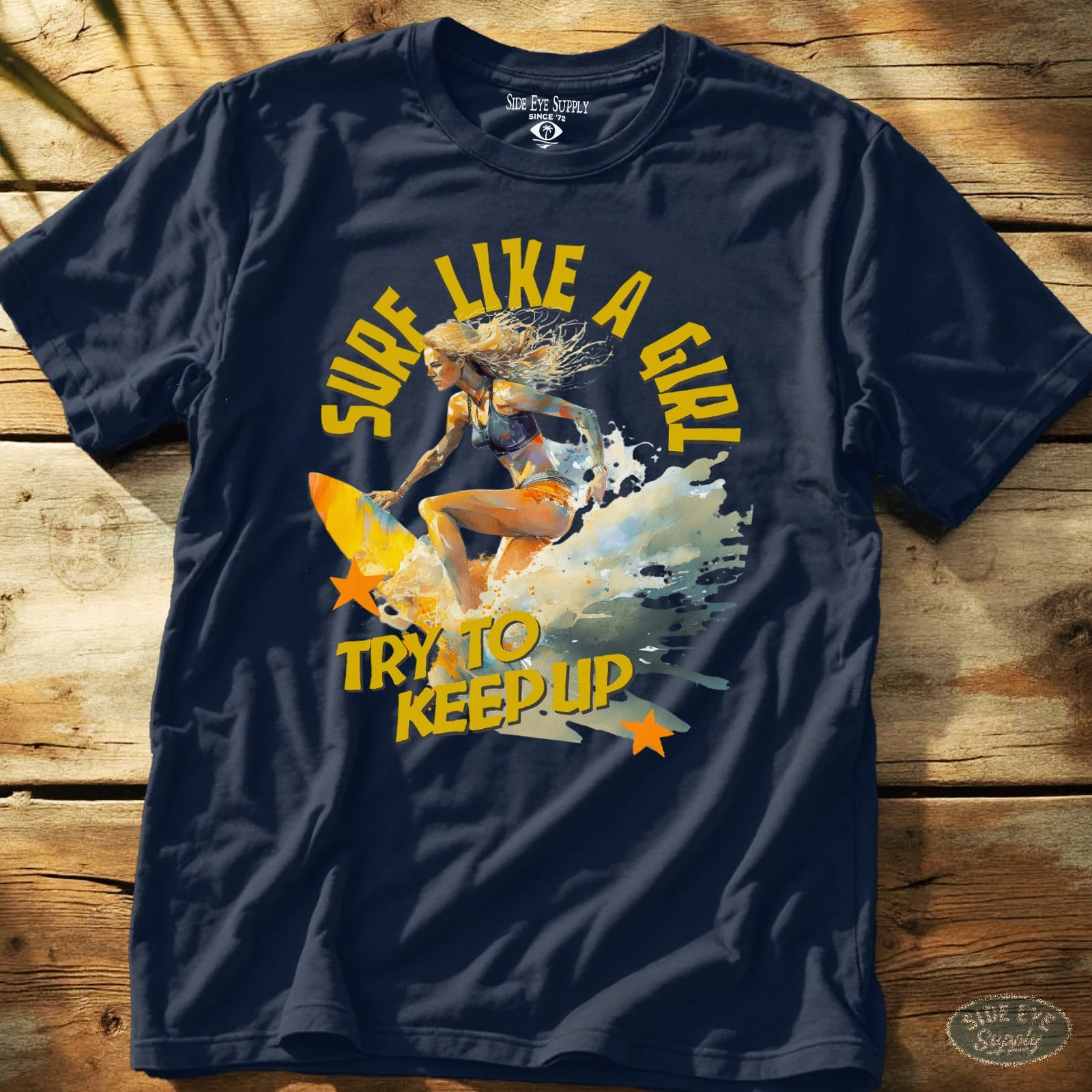 Surf Like a Girl Tee Navy / S - by Side Eye Supply - Surf Beach Life Apparel