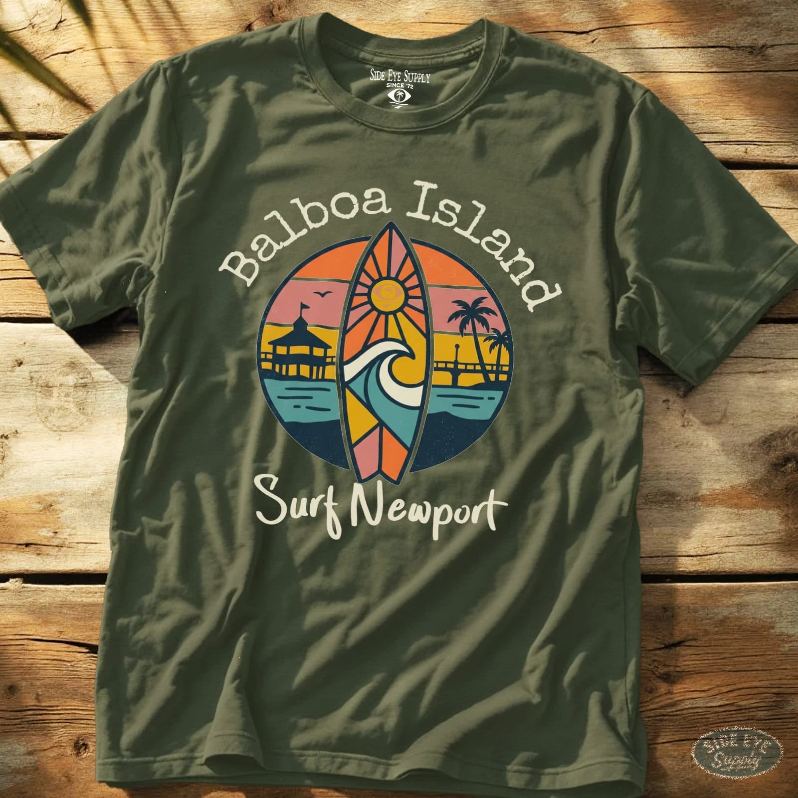 Surf Newport Tee Military Green / S - by Side Eye Supply - Surf Beach Life Apparel