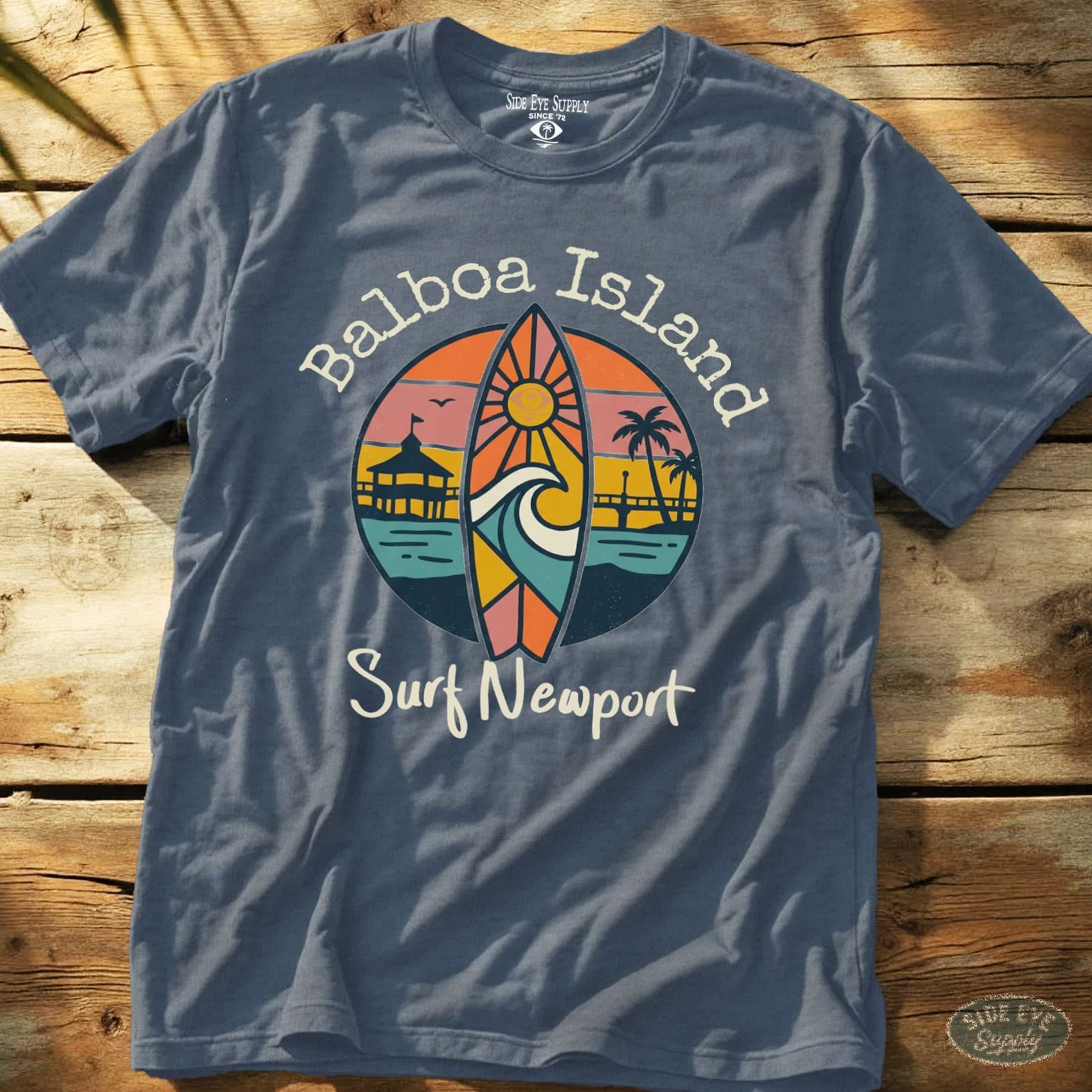 Surf Newport Tee Heather Indigo / S - by Side Eye Supply - Surf Beach Life Apparel