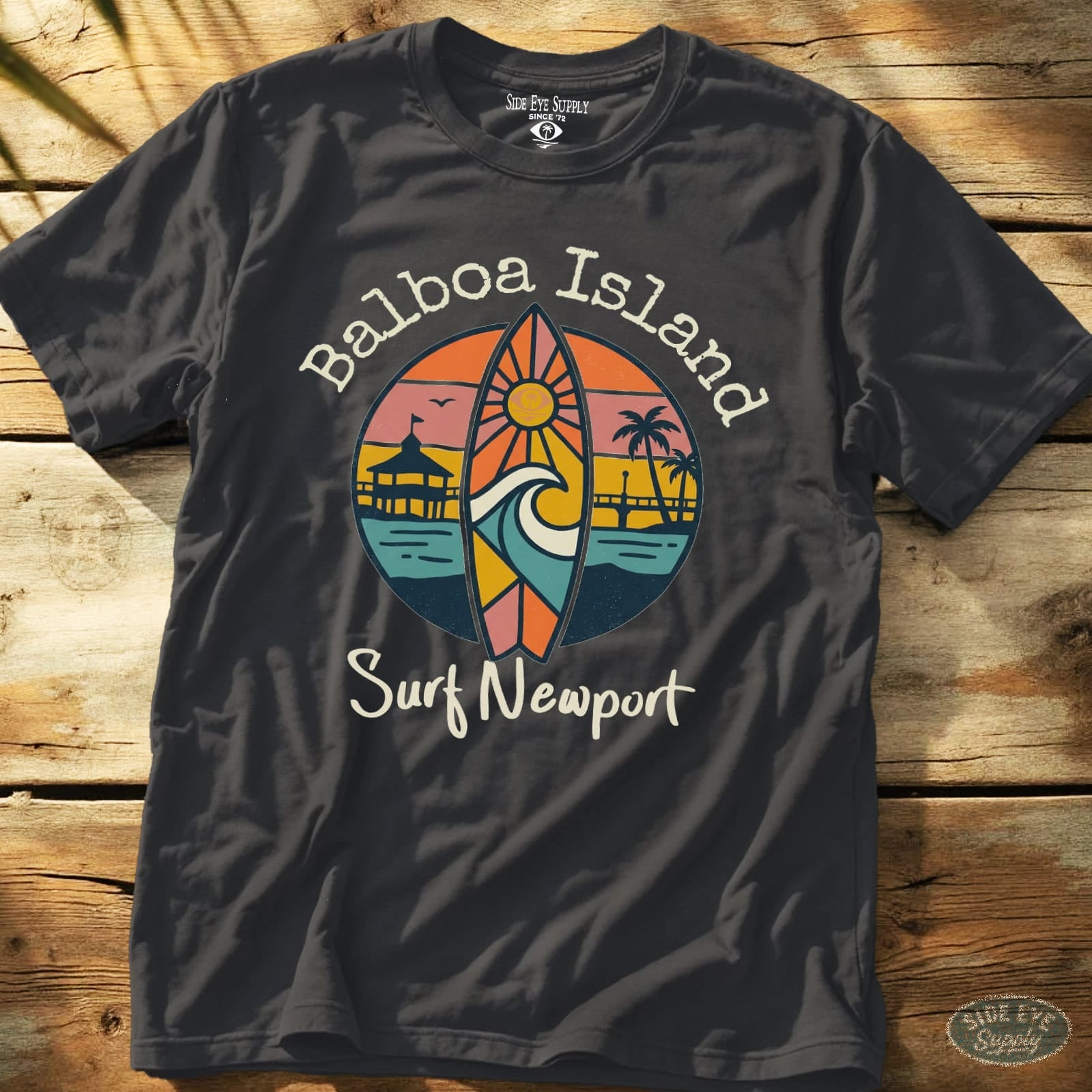 Surf Newport Tee Charcoal / S - by Side Eye Supply - Surf Beach Life Apparel