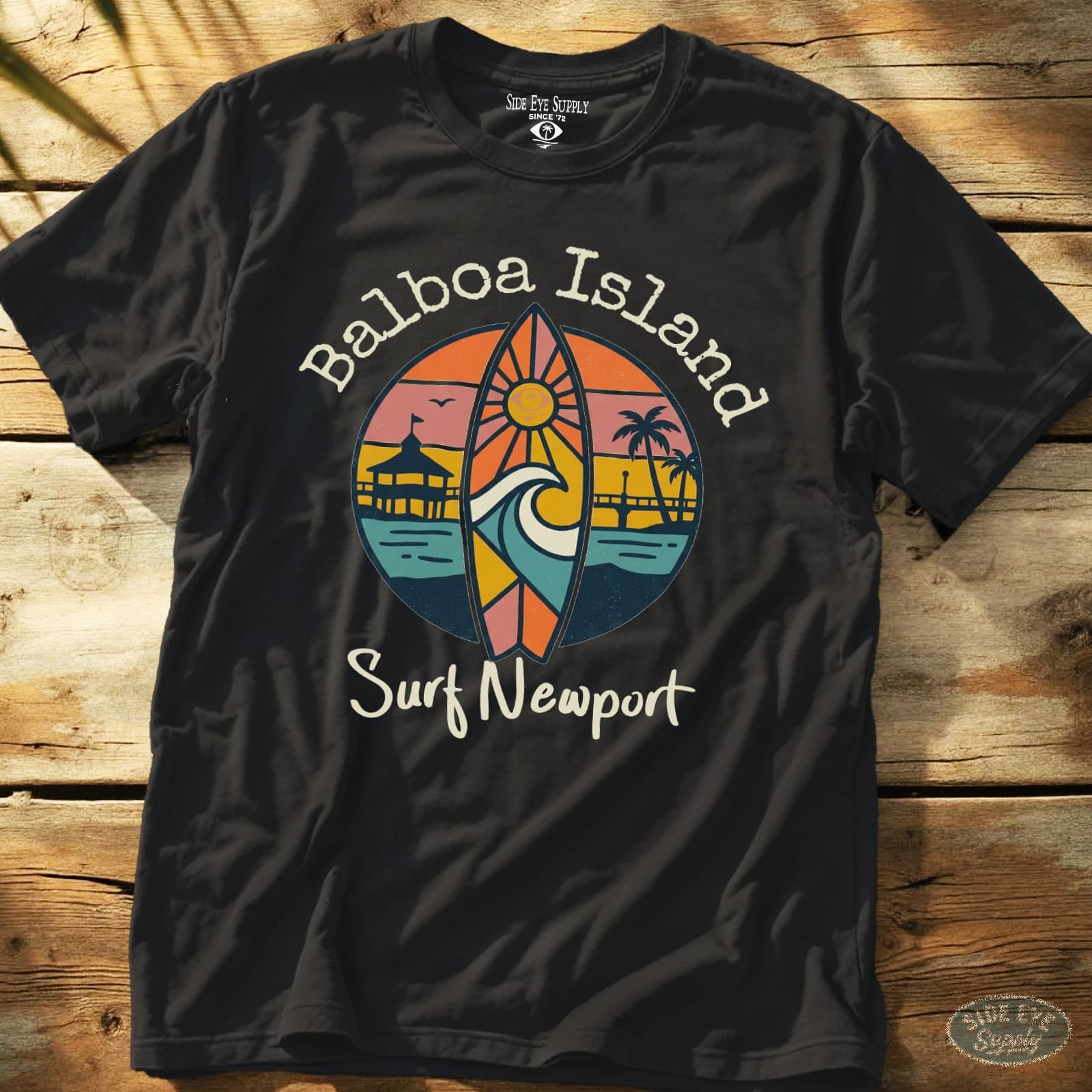 Surf Newport Tee Black / S - by Side Eye Supply - Surf Beach Life Apparel