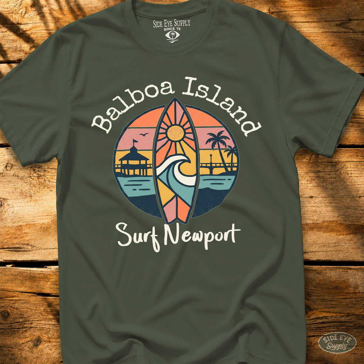 Surf Newport Tee Military Green / S - by Side Eye Supply - Surf Beach Life Apparel