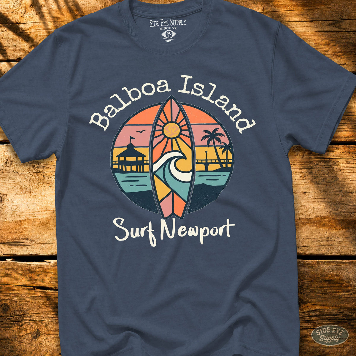 Surf Newport Tee Heather Indigo / S - by Side Eye Supply - Surf Beach Life Apparel