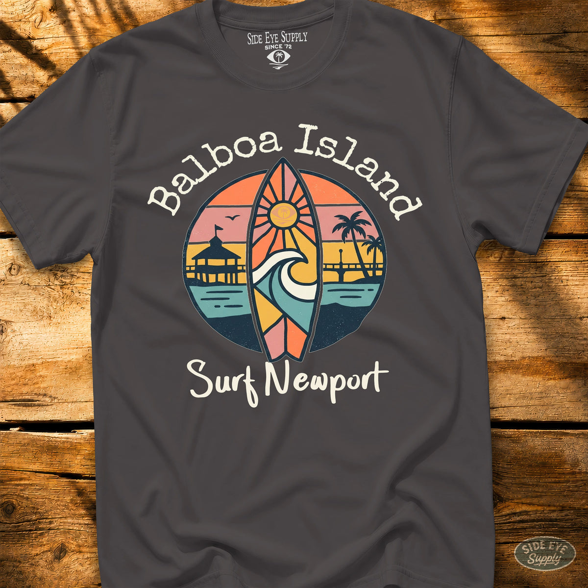 Surf Newport Tee Charcoal / S - by Side Eye Supply - Surf Beach Life Apparel