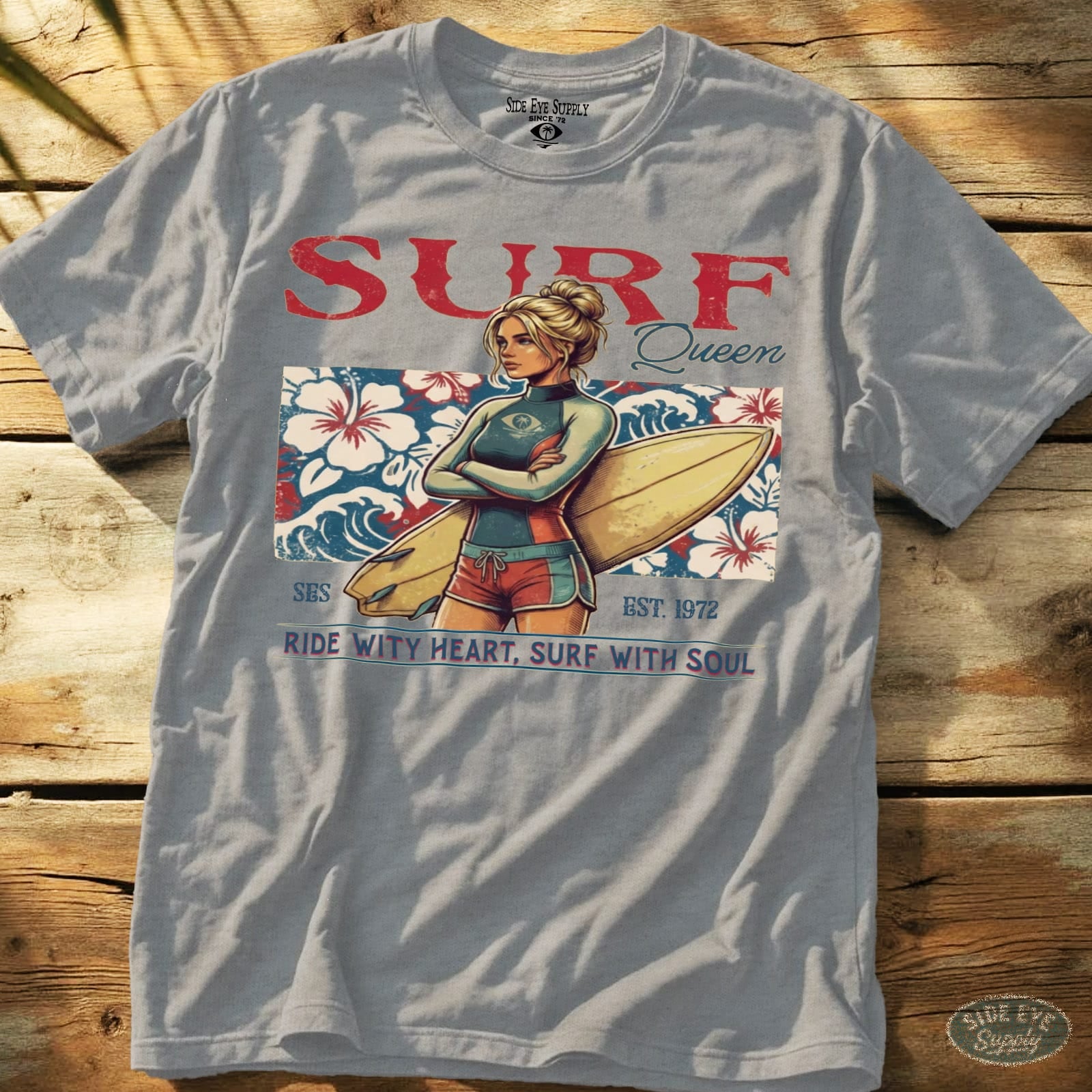 Surf Queen Tee Sport Grey / S - by Side Eye Supply - Surf Beach Life Apparel