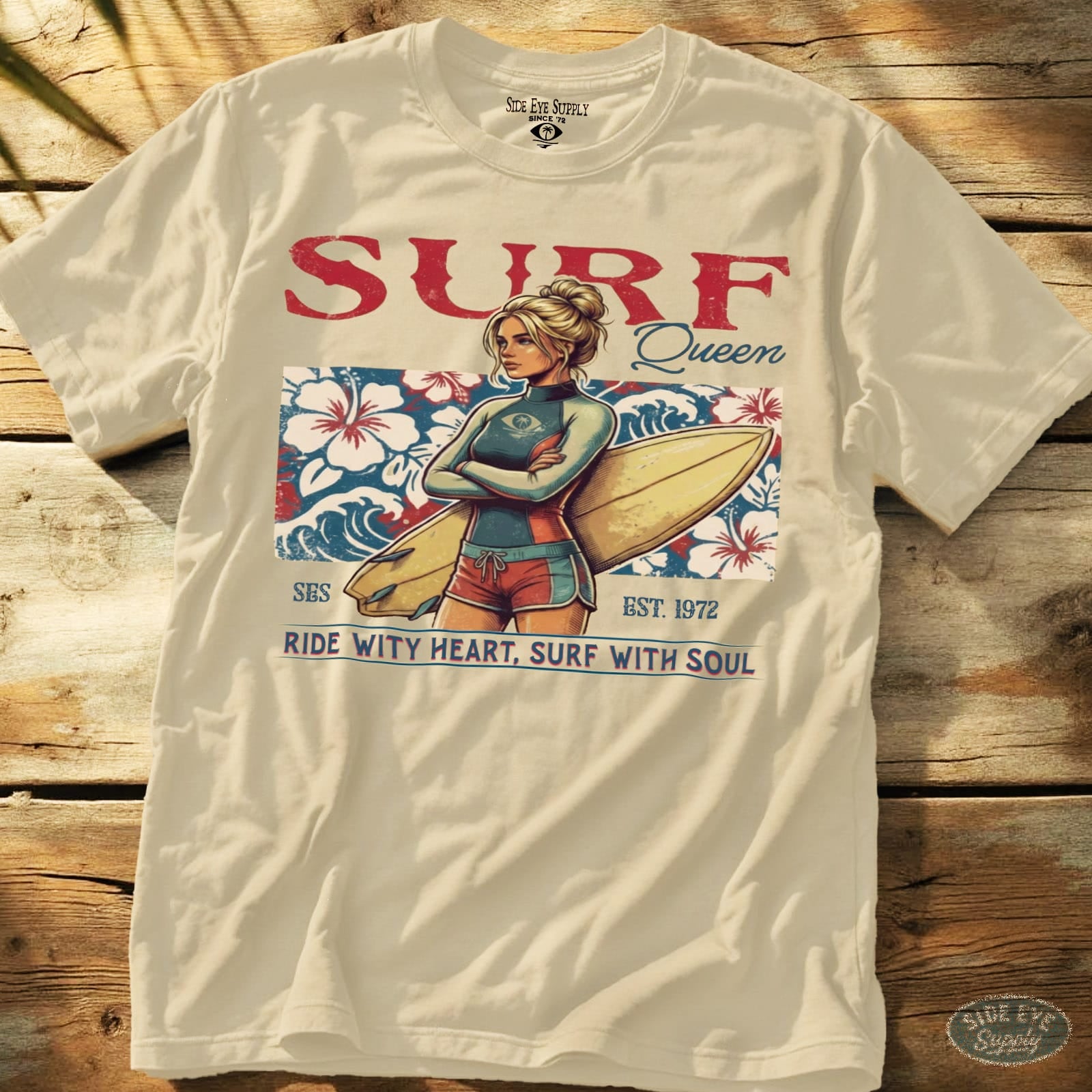 Surf Queen Tee Natural / S - by Side Eye Supply - Surf Beach Life Apparel