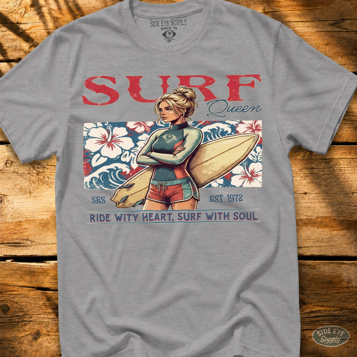 Surf Queen Tee Sport Grey / S - by Side Eye Supply - Surf Beach Life Apparel