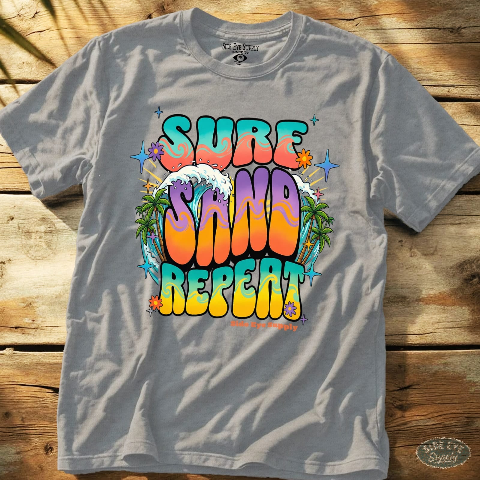 Surf. Sand. Repeat Tee Sport Grey / S - by Side Eye Supply - Surf Beach Life Apparel