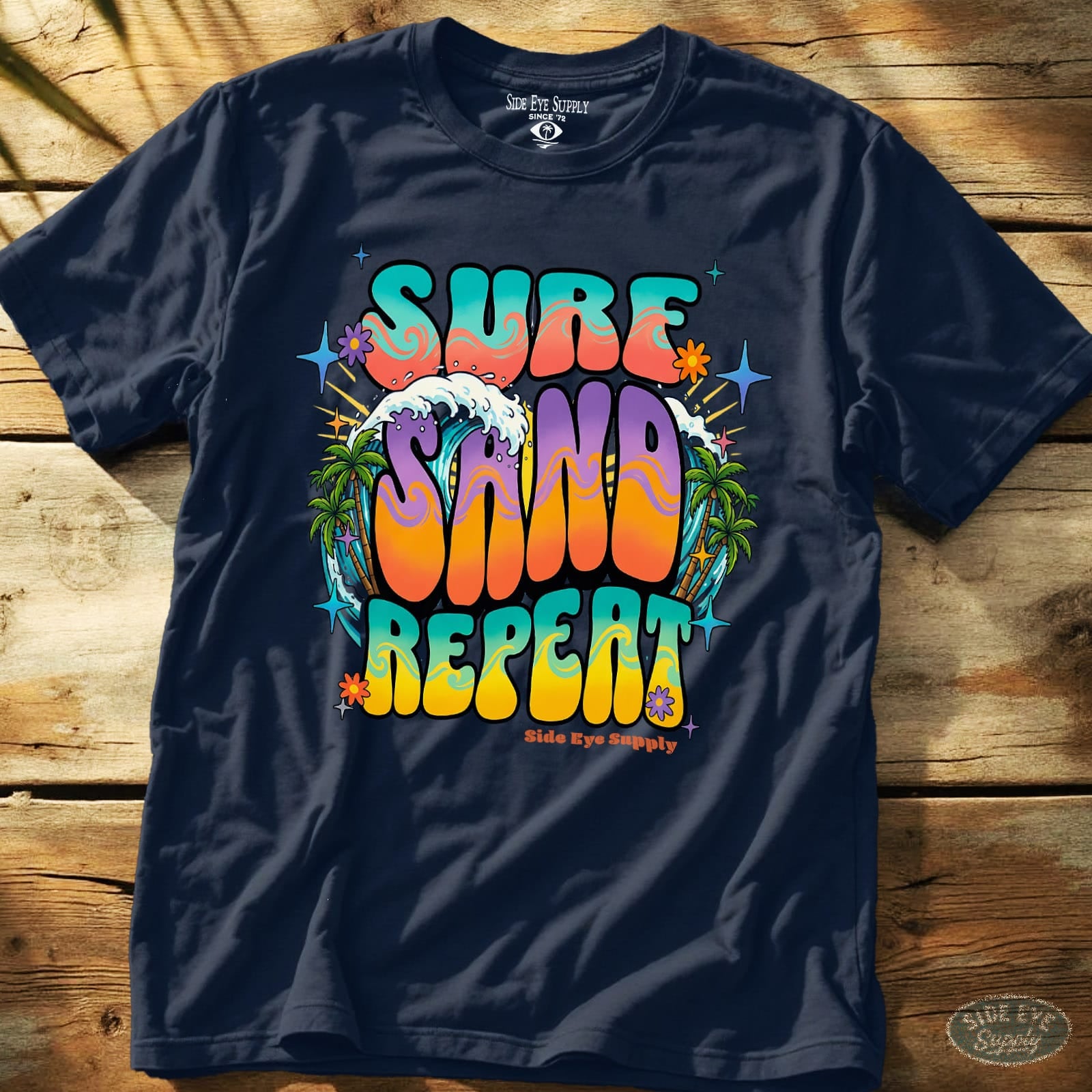 Surf. Sand. Repeat Tee Navy / S - by Side Eye Supply - Surf Beach Life Apparel