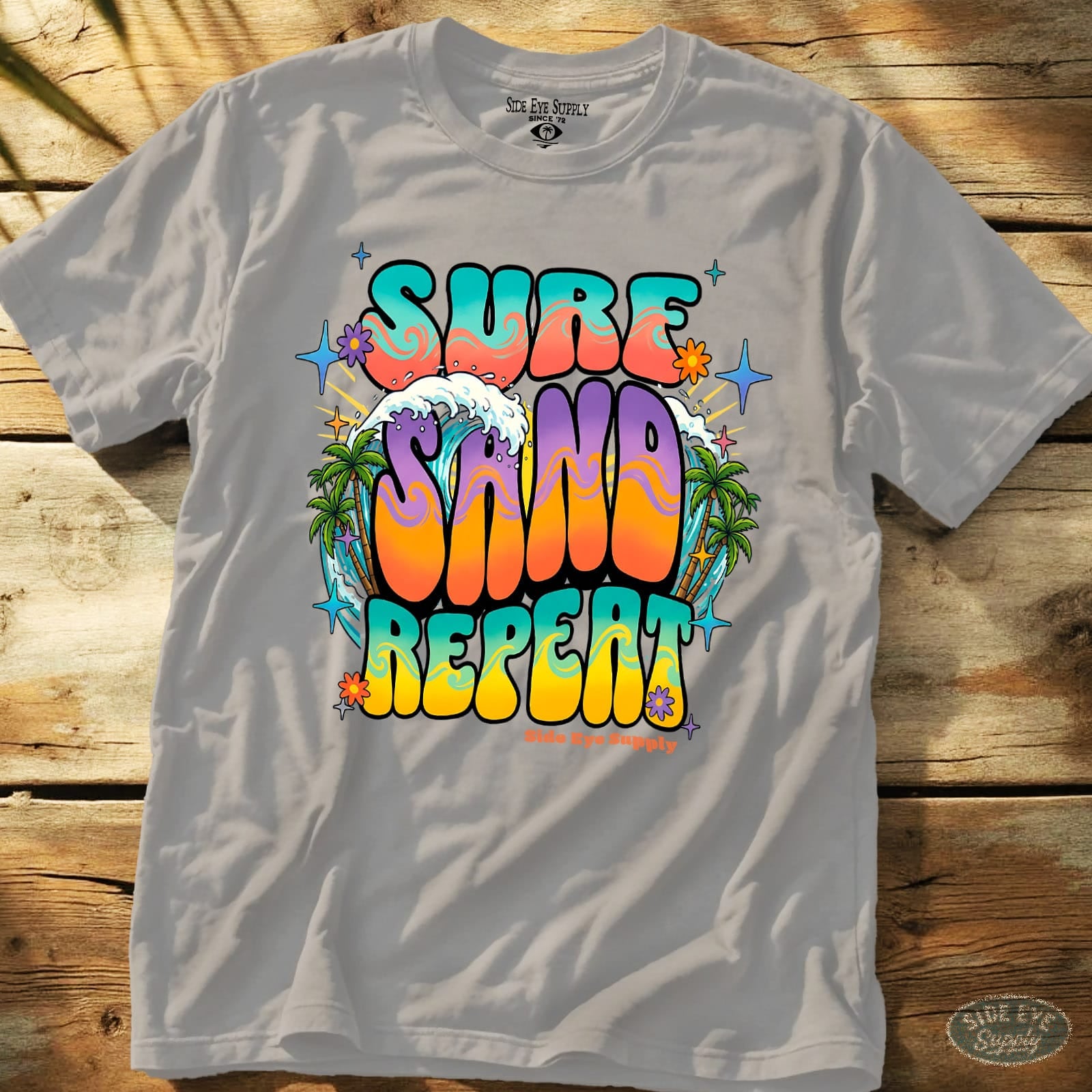 Surf. Sand. Repeat Tee Ice Grey / S - by Side Eye Supply - Surf Beach Life Apparel