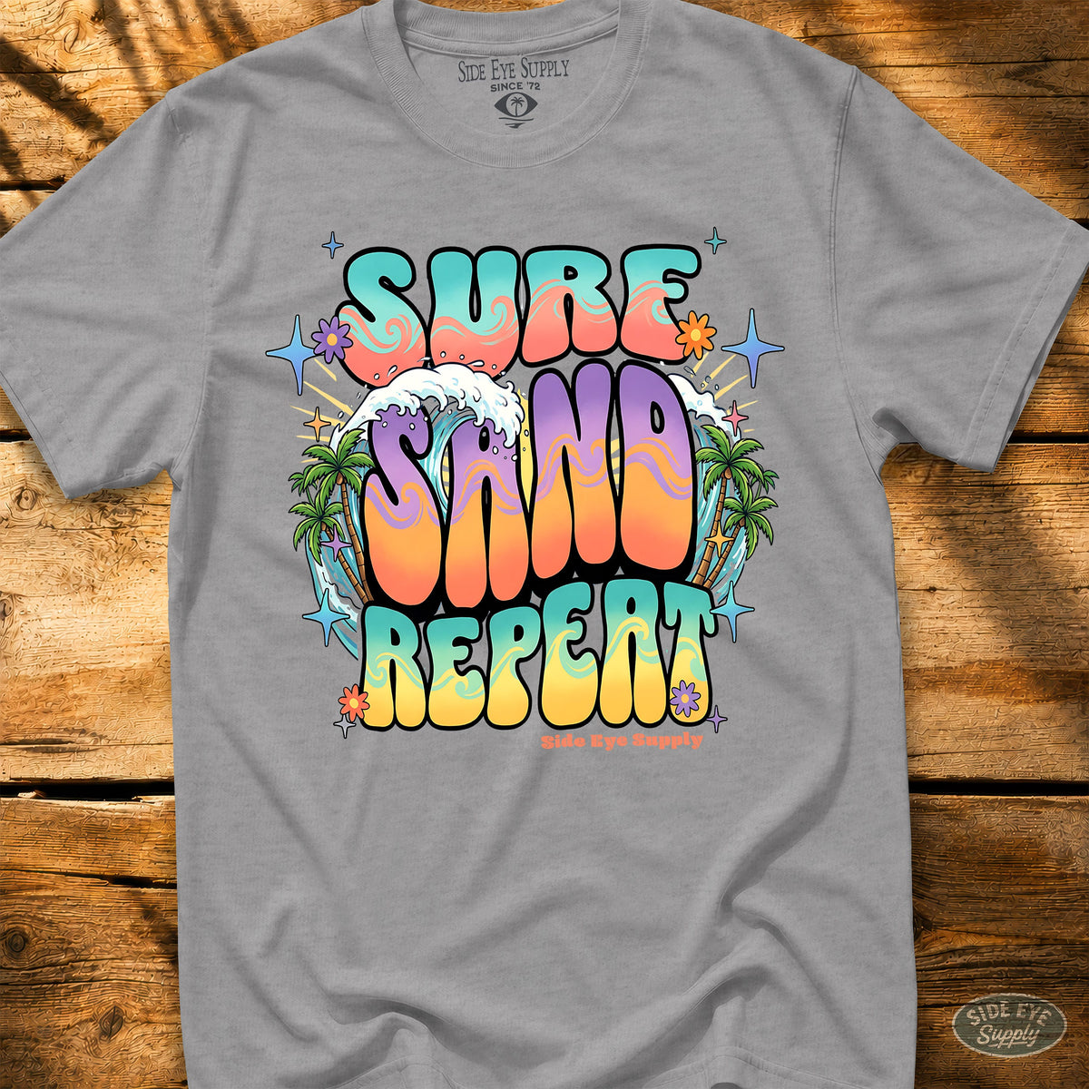 Surf. Sand. Repeat Tee Sport Grey / S - by Side Eye Supply - Surf Beach Life Apparel